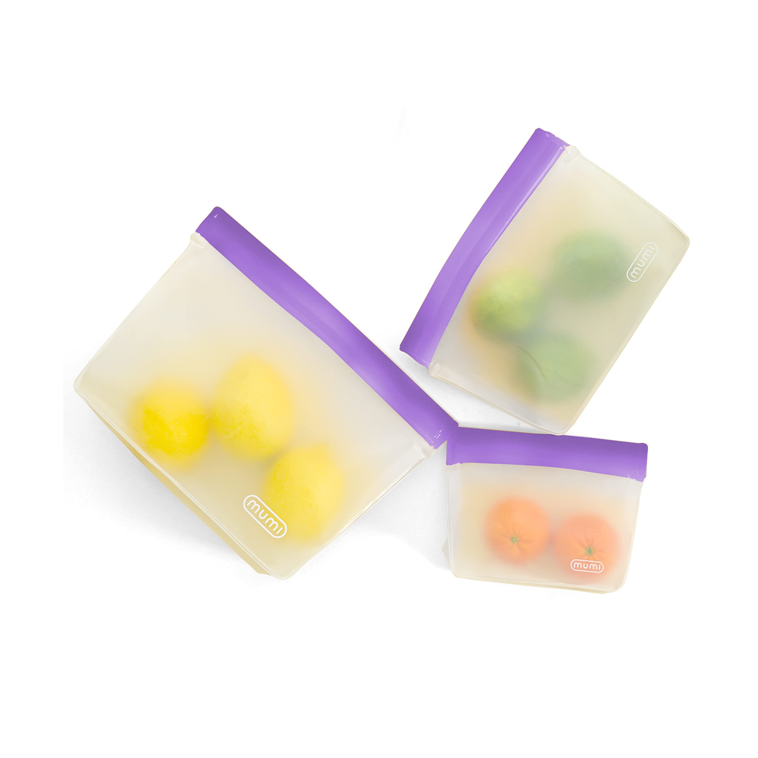 MUMI Reusable Zipper Storage Bags - 3 Pack Airtight Leakproof Food Bags for Travel, Meal Prep & Organizing - Eco-Friendly Freezer Safe Ziplock Bags (Purple) | Perfect for Snacks, Groceries & Toiletries