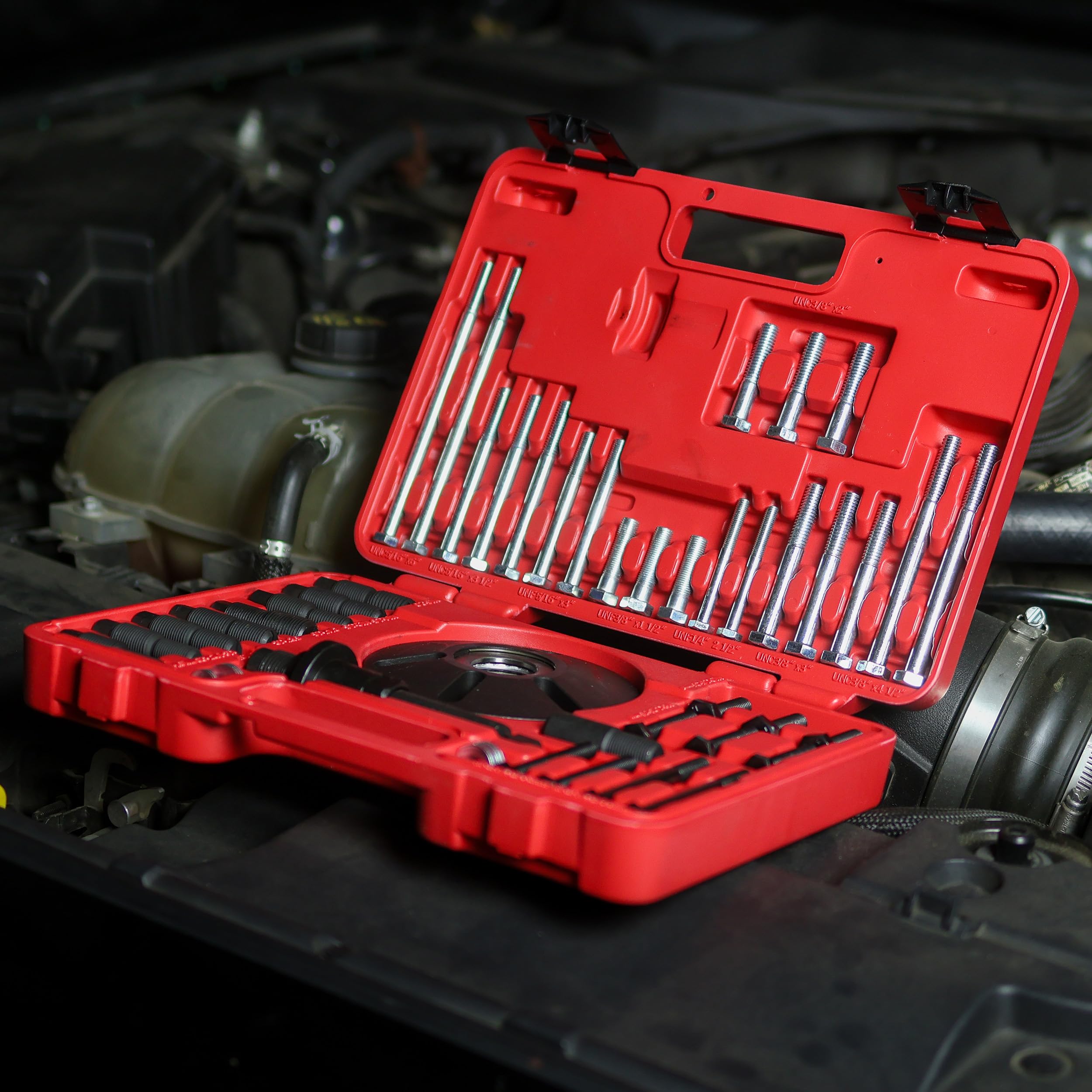 ABN 52-Piece Harmonic Balancer Puller and Installer Tool Kit - Universal Pulley Puller Set for Removal & Installation of Balancers, Gear Pulleys, Steering Wheels | Professional Automotive Repair Tool for Mechanics, DIY Enthusiasts