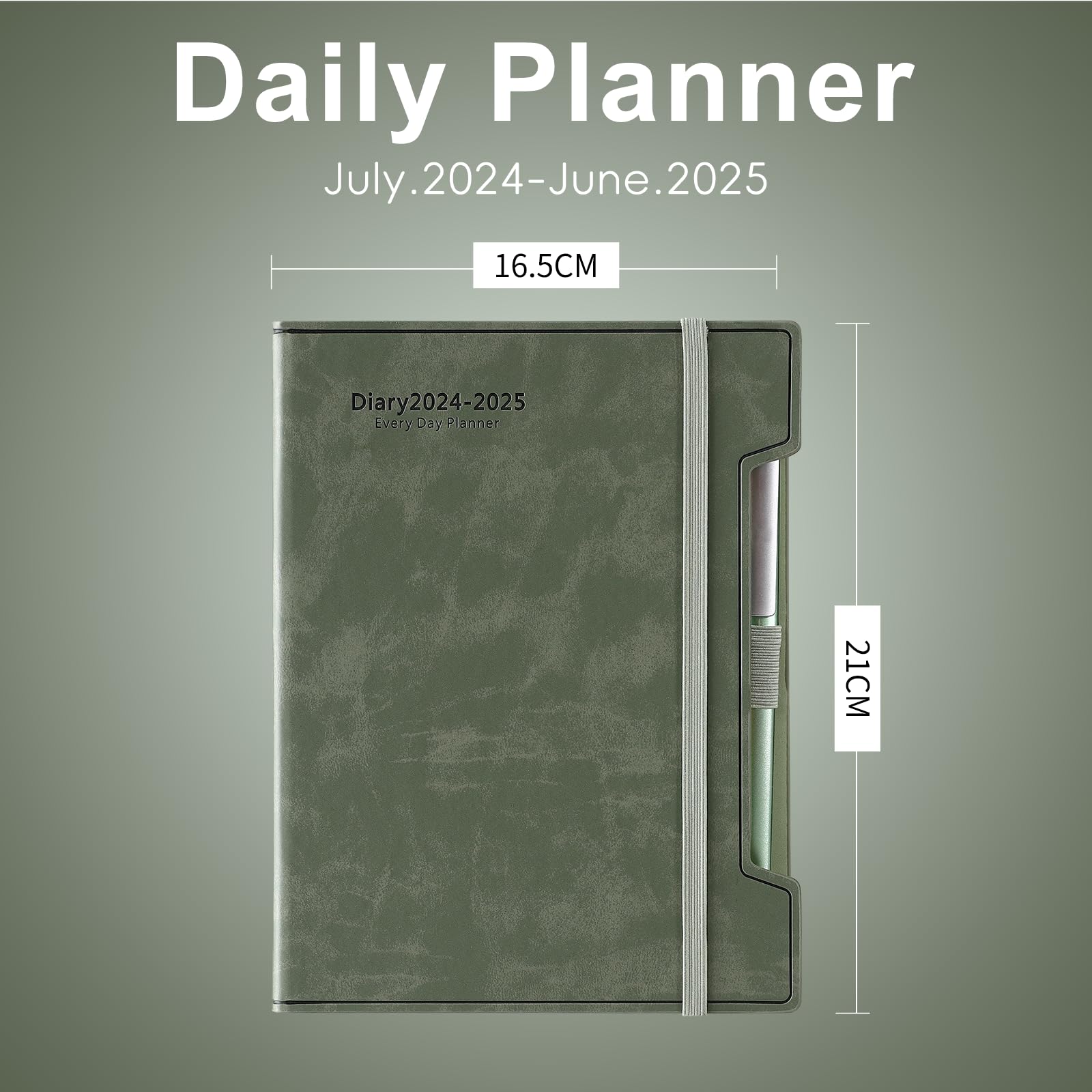 2024-2025 Academic Planner - A5 Daily Diary with Hard Cover | July 2024 to June 2025 12-Month Agenda | Includes Pen, Pen Loop, Stickers & Back Pocket (Green) | Perfect for Students, Teachers & Professionals