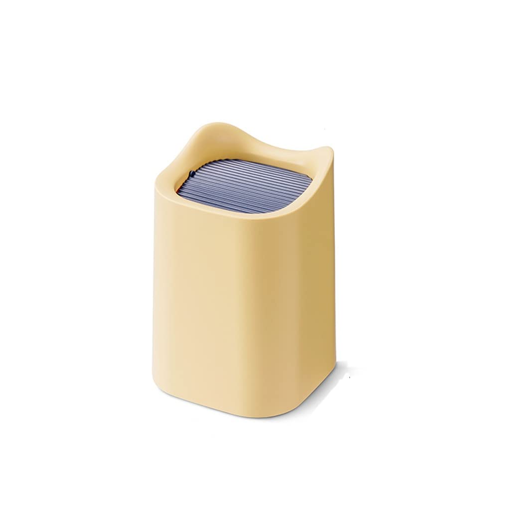 TOMYEUS Mini Desktop Trash Can - Small Plastic Waste Bin with Lid for Home, Office & Car - Compact Garbage Can for Countertops, Desks & Vehicles (Yellow) - Perfect for Workspaces, Bedrooms & Small Spaces