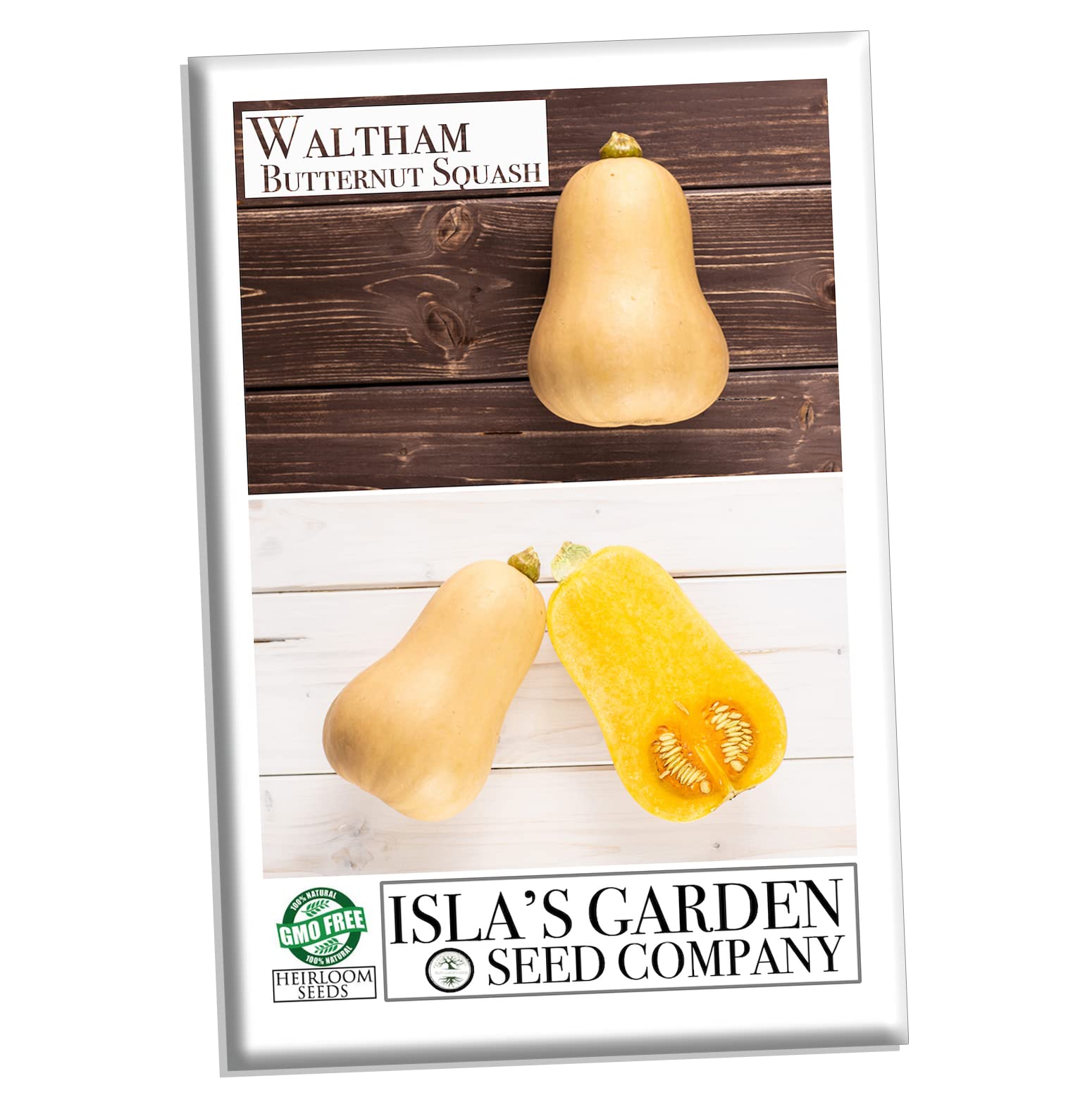 Waltham Butternut Winter Squash Seeds for Planting - 50+ Heirloom, Non-GMO, Organic Seeds (Cucurbita moschata) by Isla's Garden Seeds - Perfect for Home Gardening, Fall Harvest & Pumpkin Recipes