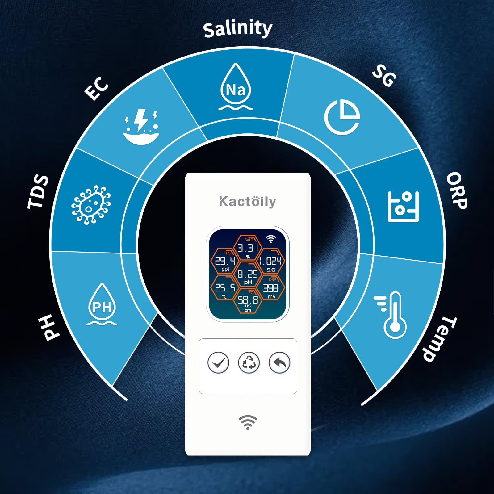 Smart Aquarium Water Quality Monitor - pH, ORP, Salt, TDS, EC & Temperature Tester with WiFi for Freshwater & Saltwater Fish Tanks | 24/7 Remote Monitoring for Healthy Aquatic Life