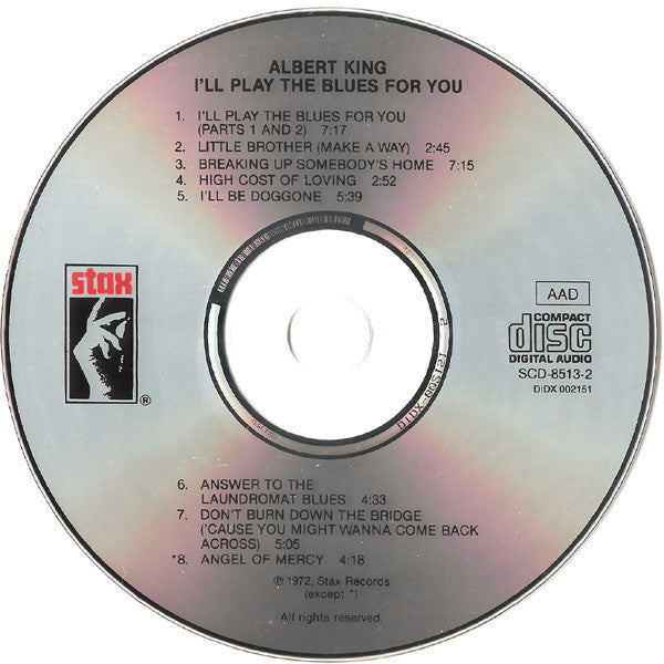 Albert King - I'll Play The Blues For You (CD Album Reissue) - Near Mint or Mint Condition - Perfect for Blues Music Collectors & Vinyl Enthusiasts
