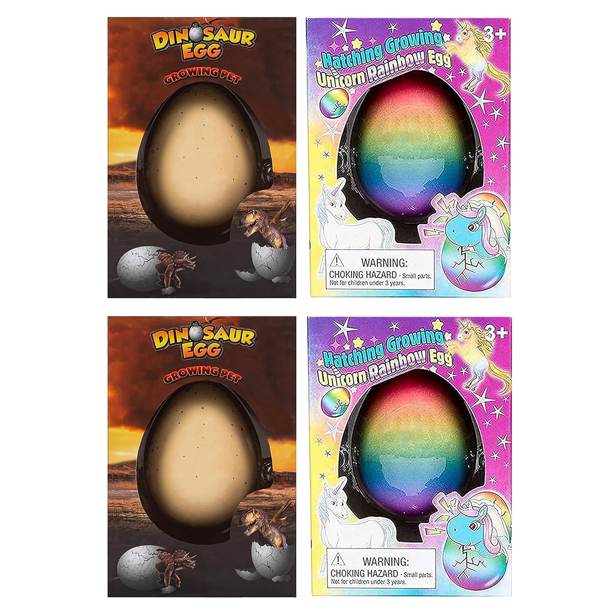 Growing Dinosaur & Unicorn Hatching Egg Toy Set - 4 Piece STEM Educational Kids Toy for Science Experiments & Imaginative Play | Fun Birthday Gift for Boys & Girls Ages 5-12