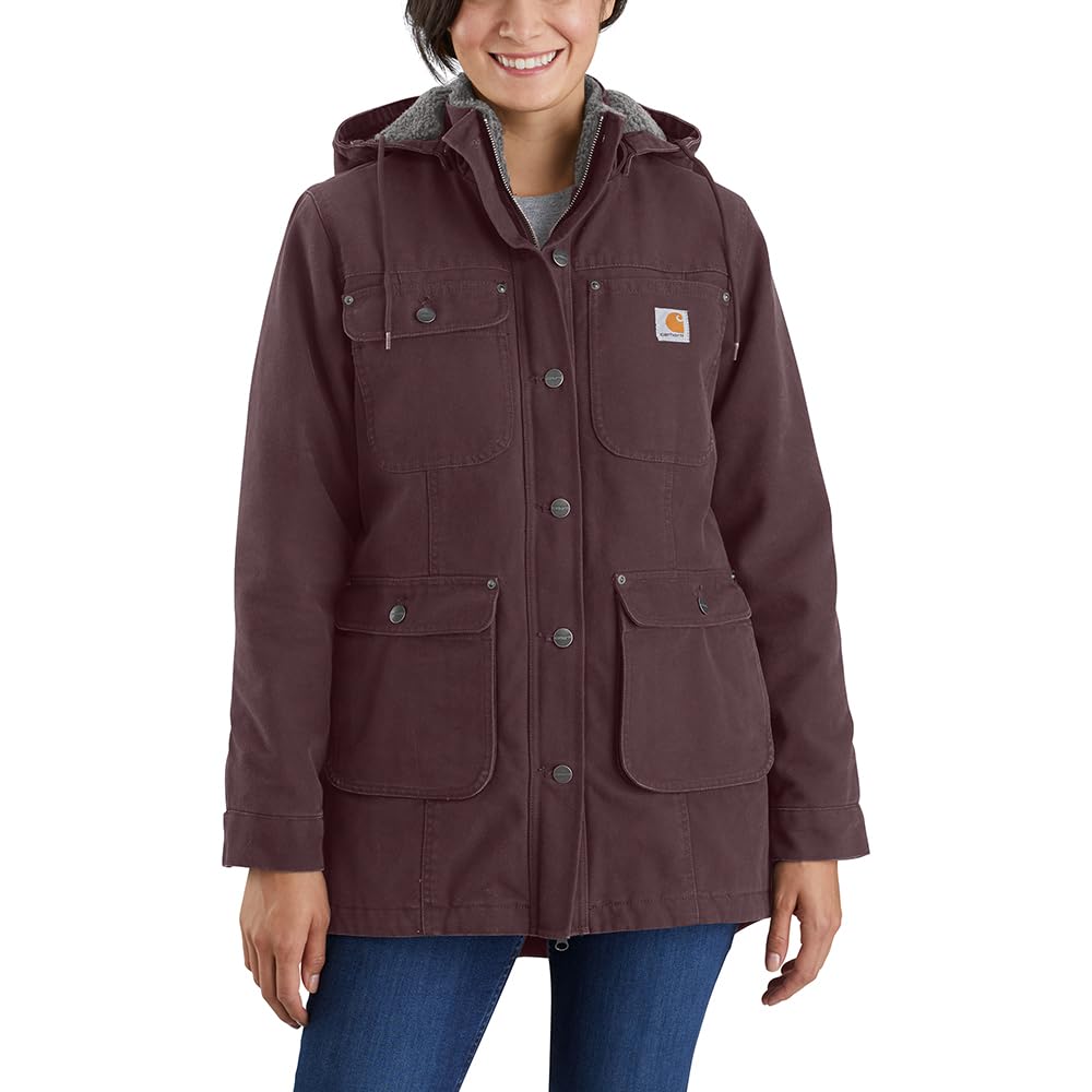 Carhartt Women's Loose Fit Washed Duck Jacket - Waterproof Winter Coat for Outdoor Work & Hiking | Durable Workwear for Cold Weather