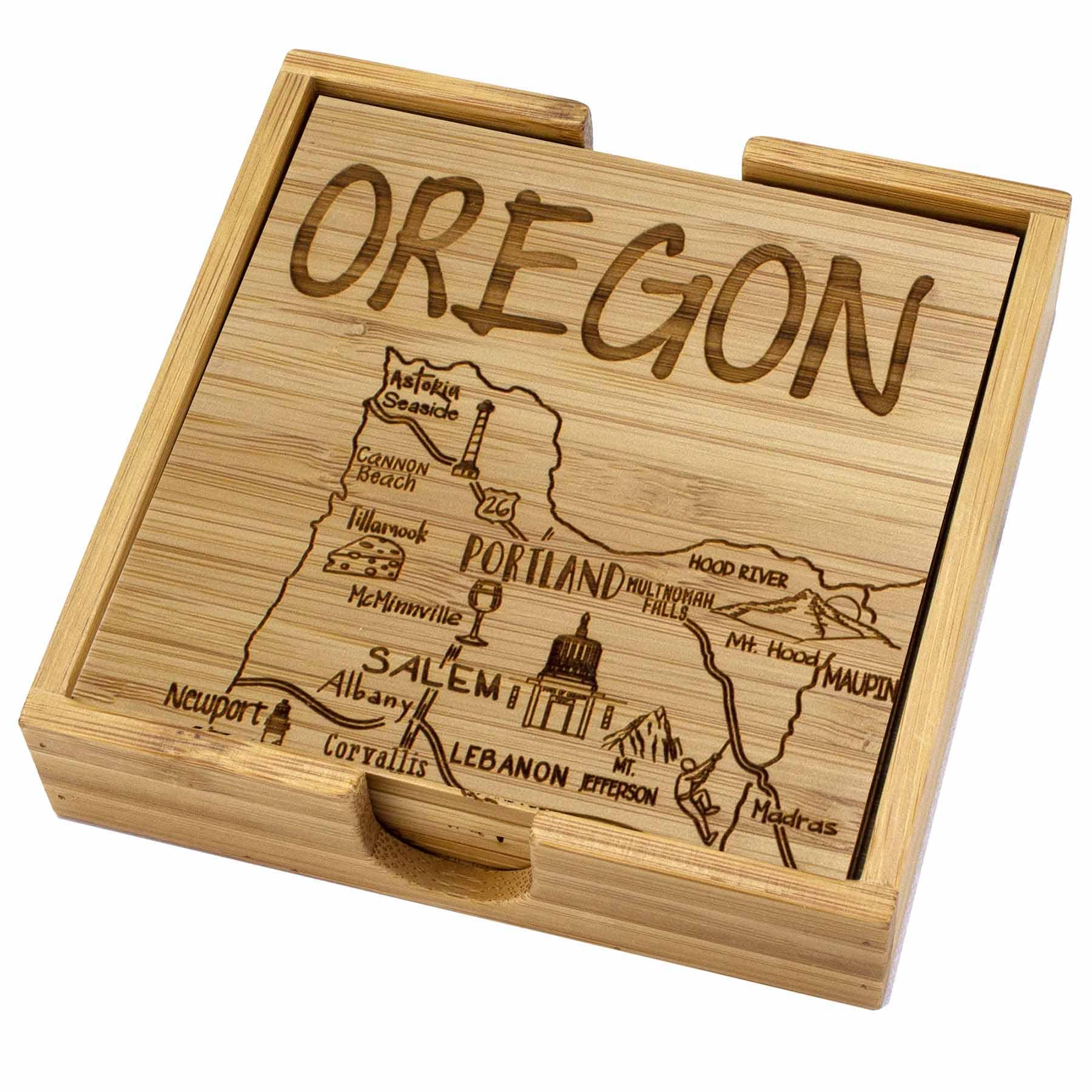 4-Piece Oregon Puzzle Coaster Set with Protective Case - Perfect for Coffee Tables, Game Nights & Home Decor