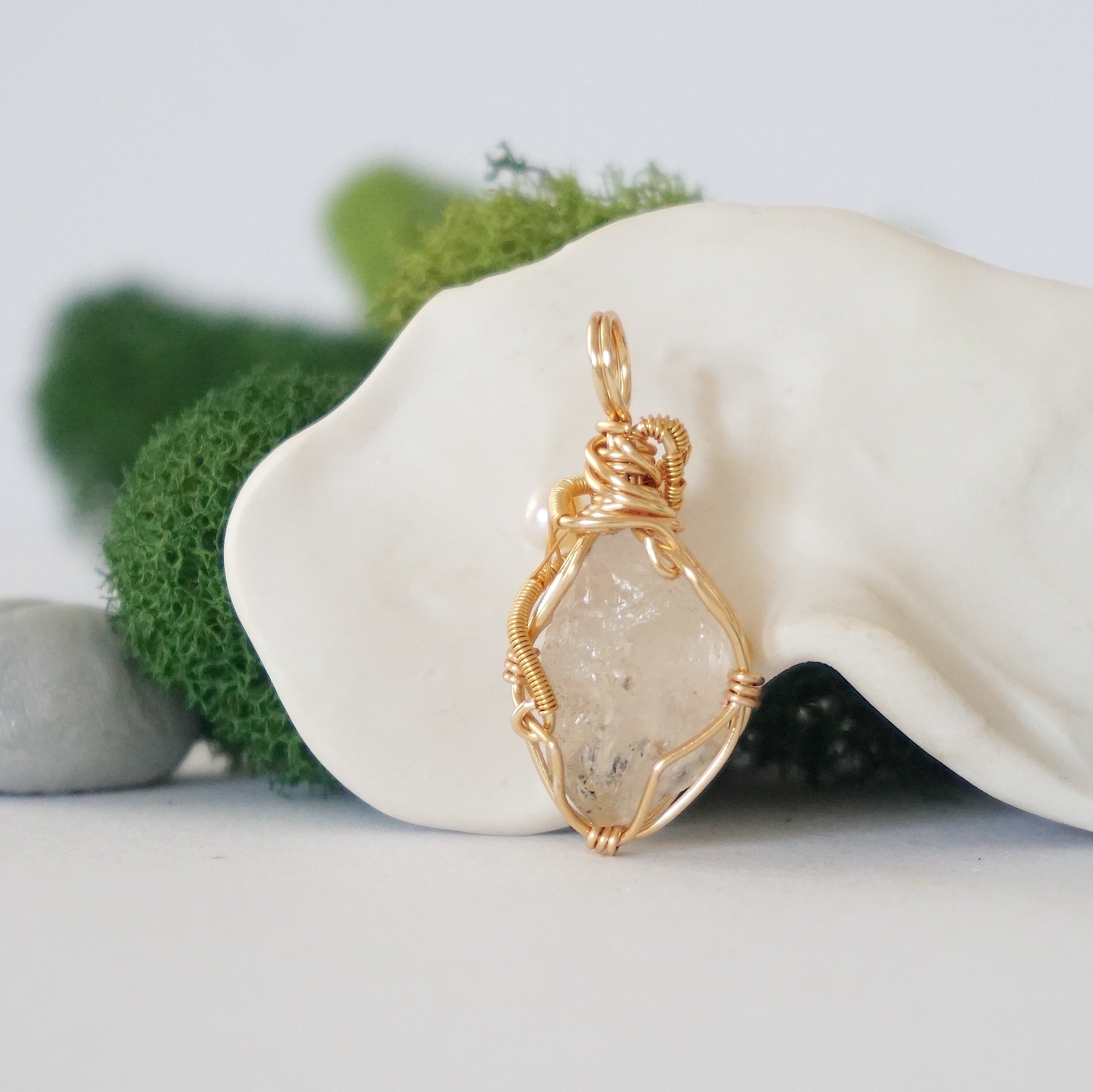 **Herkimer Diamond and Pearl Necklace - 14K Gold Plated Elegant Jewelry for Women, Perfect for Weddings, Parties & Special Occasions**