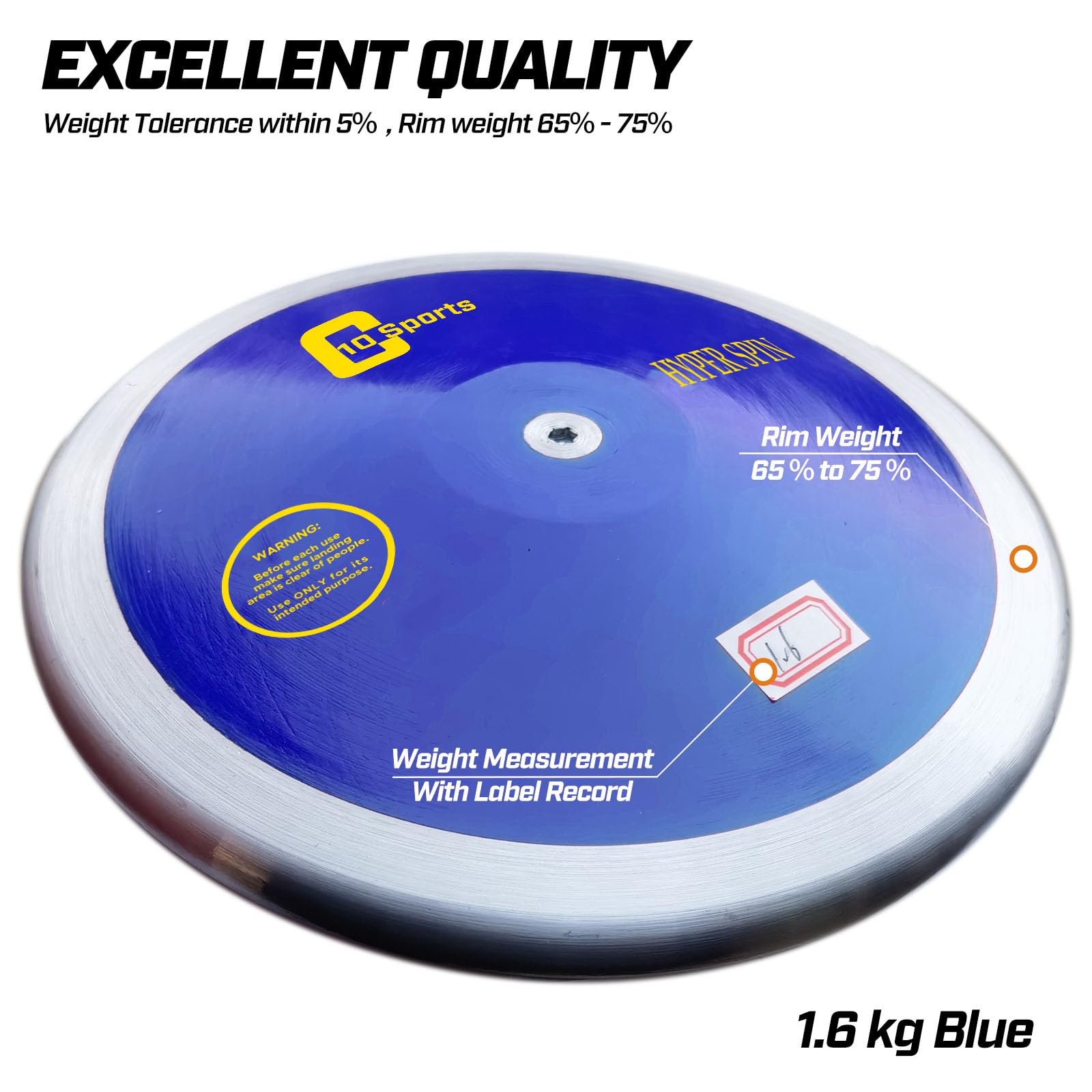 Official Track & Field Discus for High School & College Throwers - High Spin & Low Spin Competition Discus (1.0KG/1.6KG/2.0KG) - Perfect for Outdoor Practice, Training & Track Meets