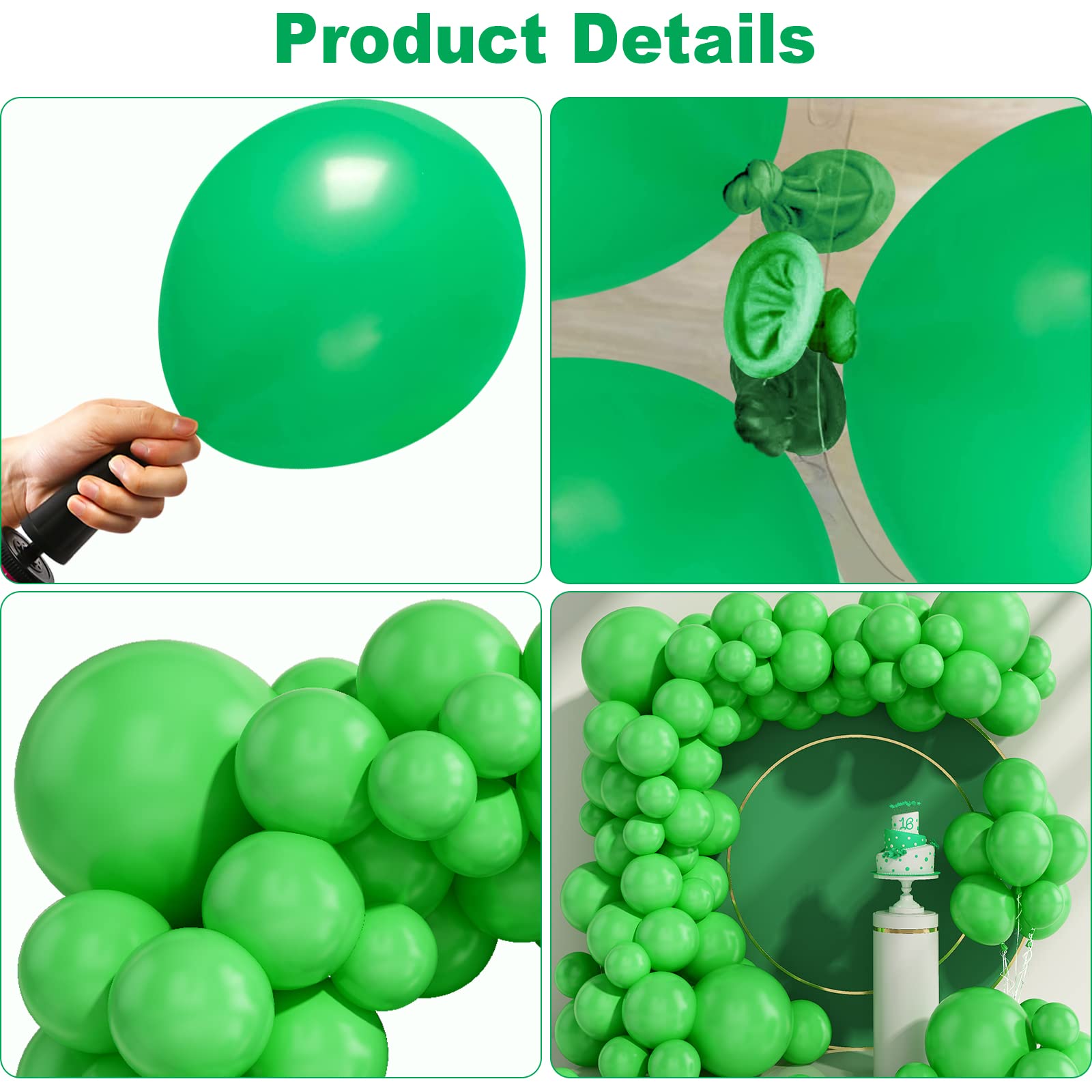 94pcs Light Green Balloons Garland Arch Kit - 5/10/12/18 Inch Matte Latex Balloons for Baby Shower, Birthday Party, Jungle & Dinosaur Theme Decorations - Perfect for Gender Reveals, Wedding Decor and Photo Backdrops