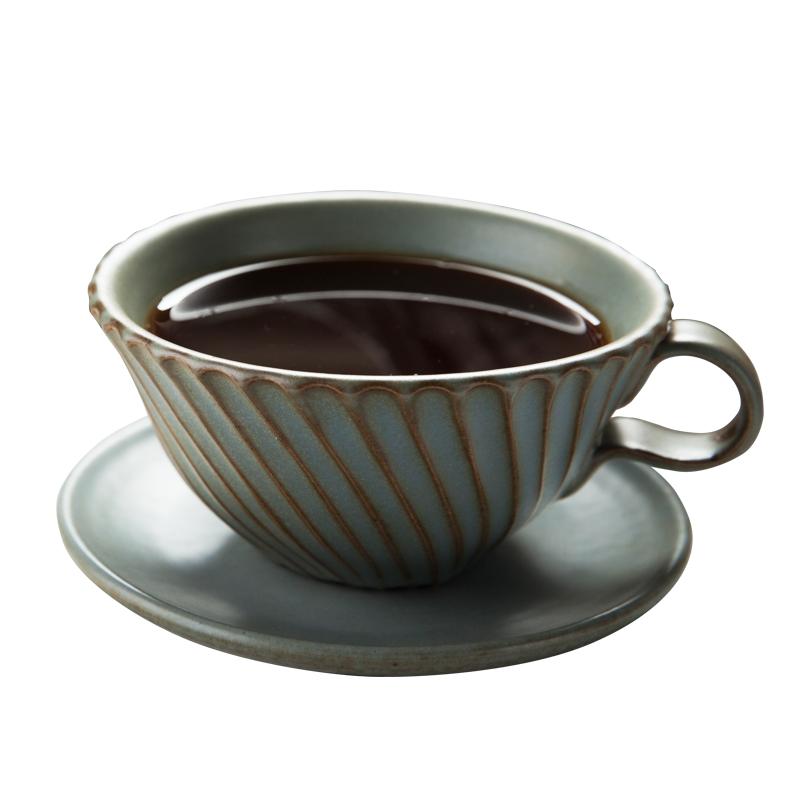Premium Blue Ceramic Cappuccino Coffee Mug Set with Saucer - Handmade Pottery Latte Cup for Breakfast, Milk & Espresso - Ideal for Home, Office & Cafe Use