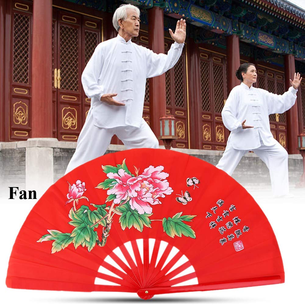 Traditional Chinese Tai Chi Fan - Bamboo Kung Fu Martial Arts Silk Fan for Wushu Dance Practice & Training (Red) | Perfect for Tai Chi, Martial Arts, Meditation & Cultural Performances