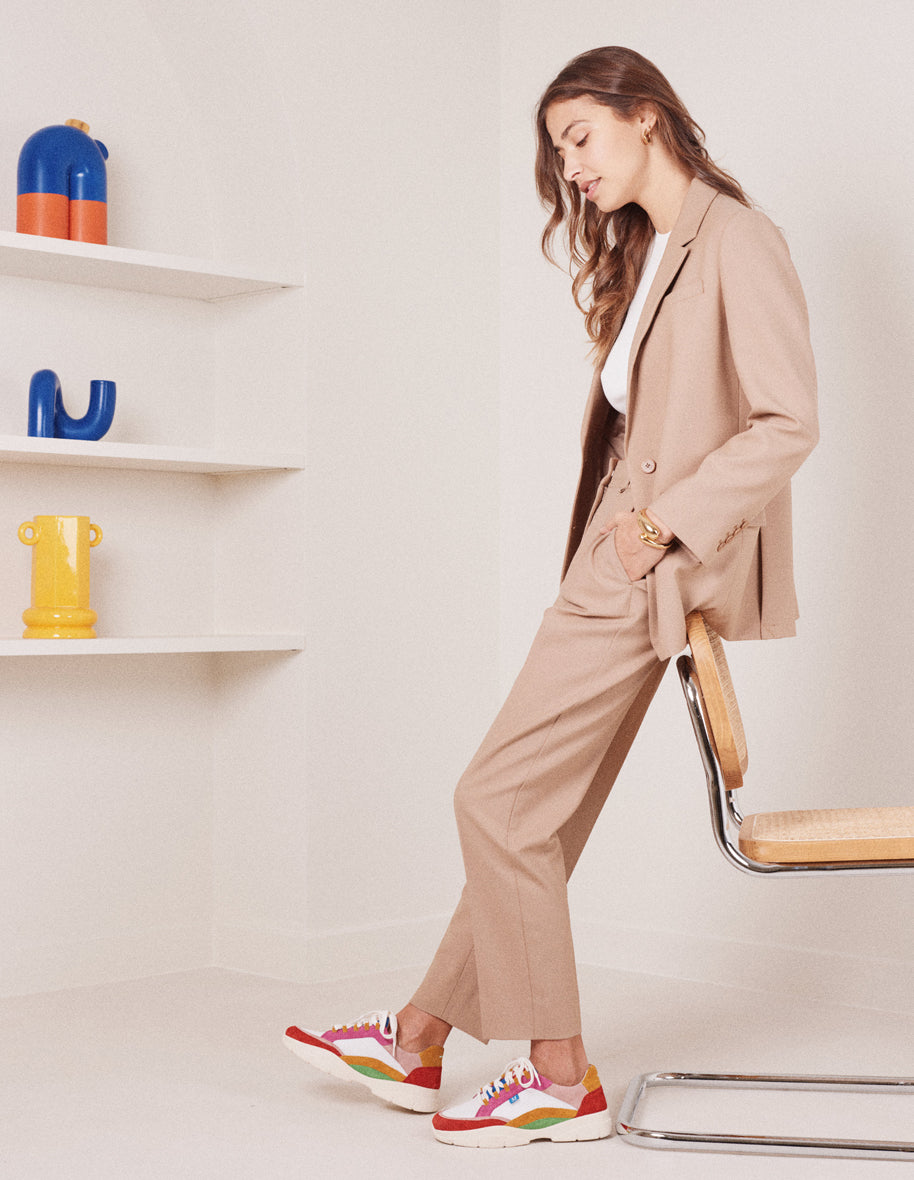 Laura Suede & Mesh Coral White Rose Low Baskets - Perfect for Casual Outfits, Spring Fashion, and Everyday Wear
