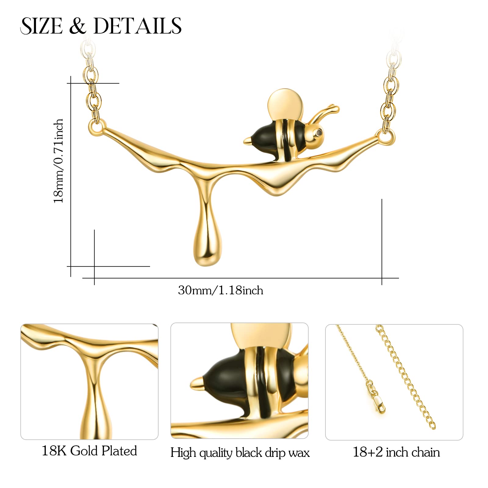CUOKA MIRACLE 925 Sterling Silver Honey Bee Pendant Necklace - Bumblebee Jewelry with Dripping Honey Charm, Elegant Birthday Gift for Women | Perfect for Everyday Wear, Date Nights & Special Occasions