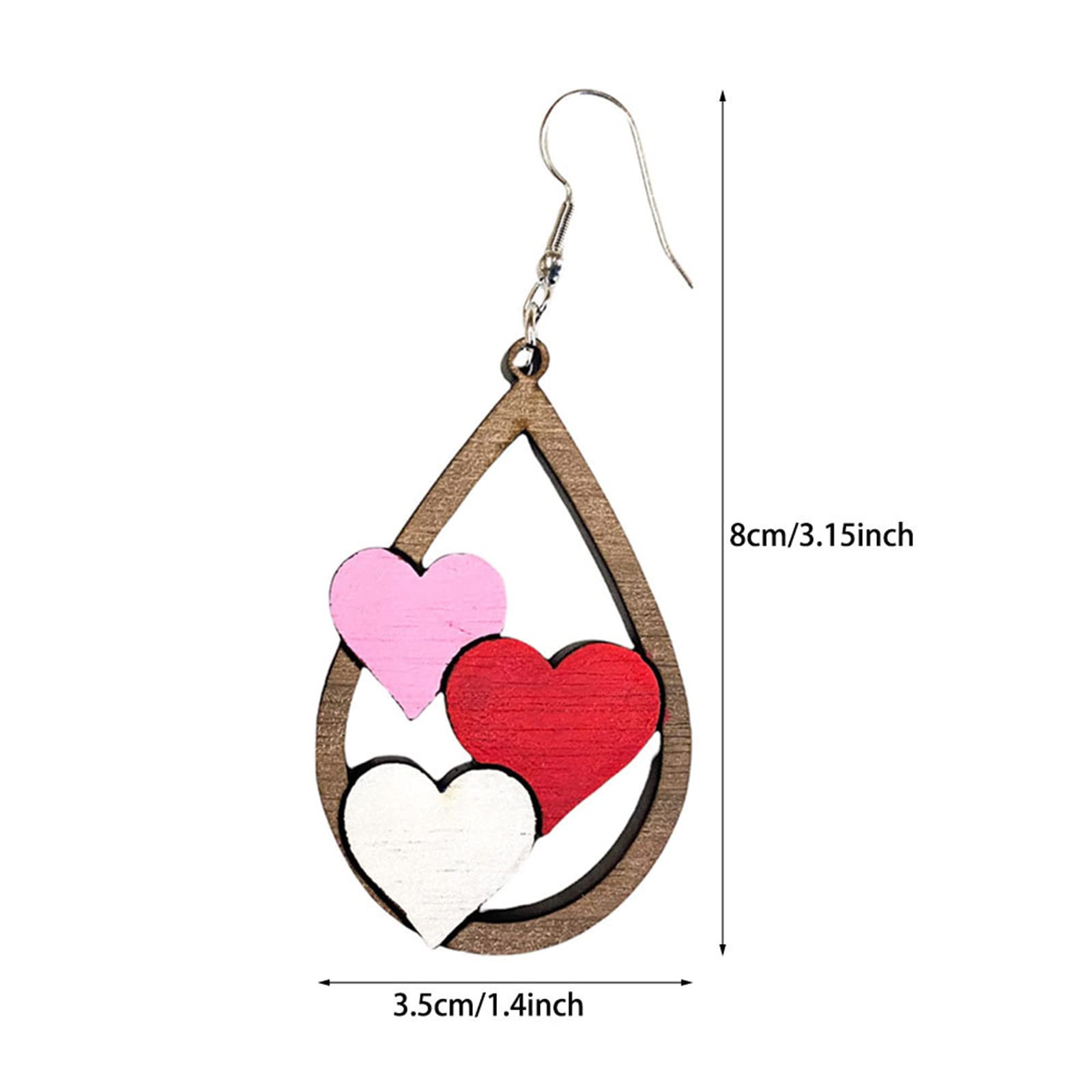 Heart Shaped Wooden Teardrop Dangle Earrings for Women - Valentine's Day Couple Jewelry Gift - Perfect for Date Night, Anniversary & Romantic Occasions