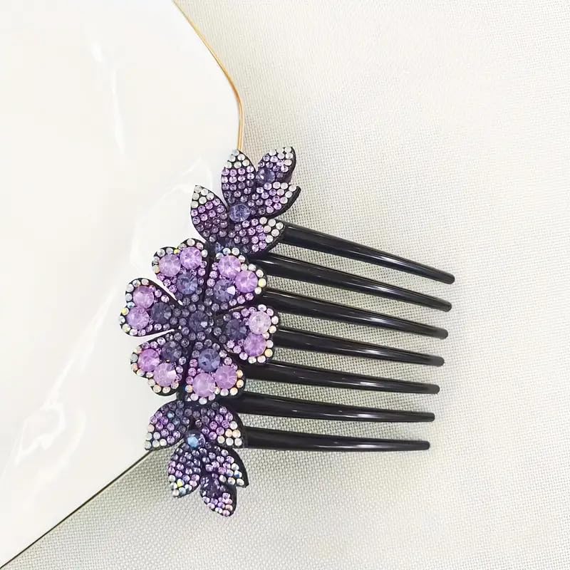 VSAKSH Rhinestone Flower Hair Clips for Women - Decorative Side Combs Hairpins, Wedding Party & Daily Hair Accessories - Perfect for Bridal, Prom, Date Night & Special Occasions