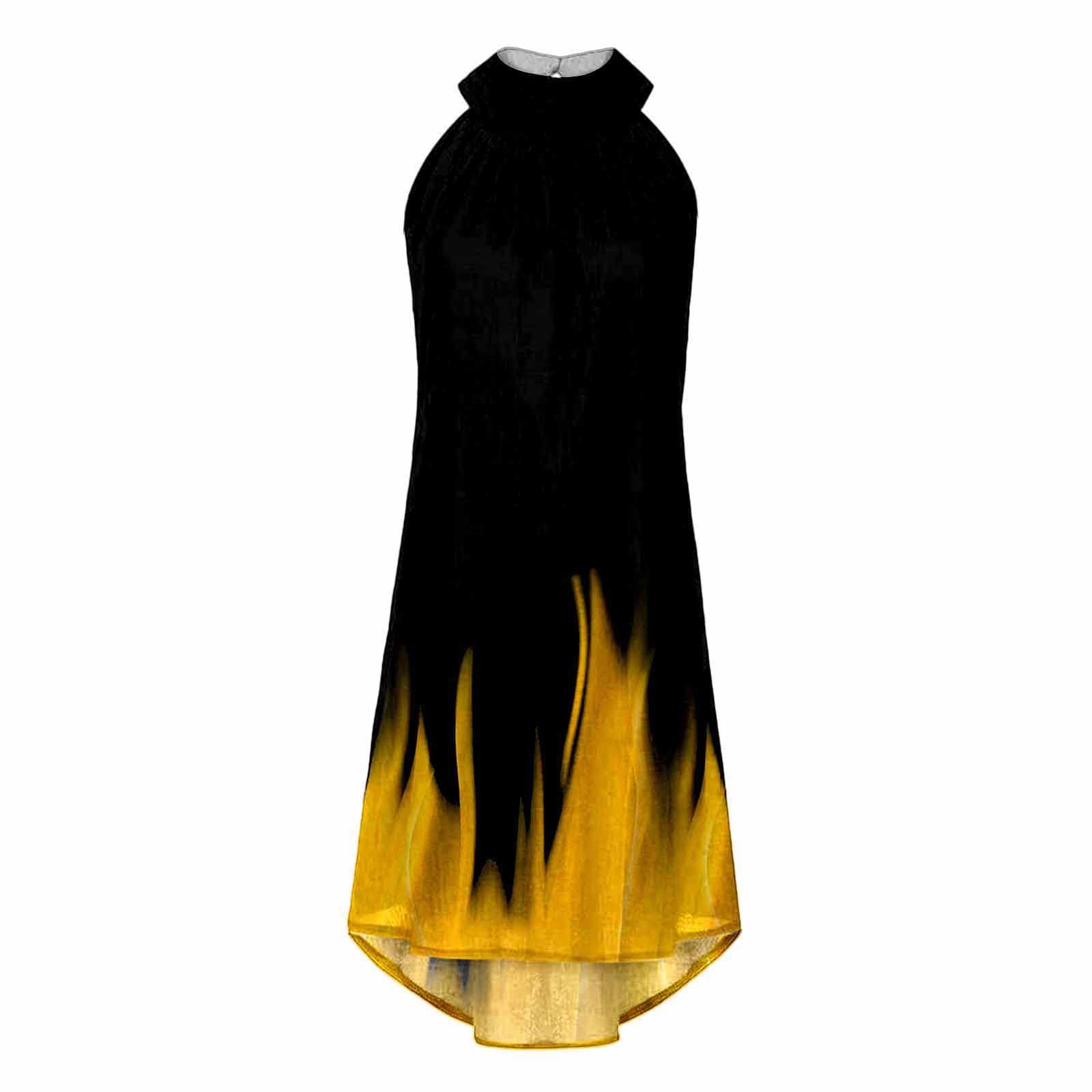 Women's Summer Dresses - Gradient Color Halter Neck Sundress, Sleeveless Loose Pleated Beach Dress with Short Tank Style | Perfect for Vacation, Pool Party, and Casual Outings