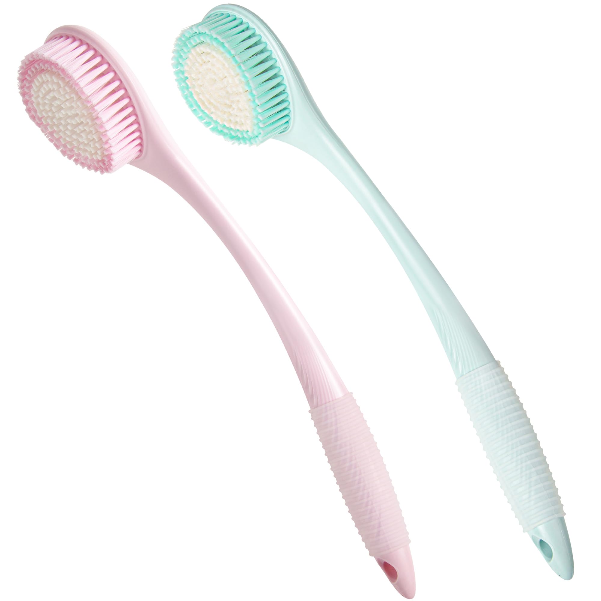 BEDELITE Long Handle Back Bath Brush (2 Pack) - Soft Exfoliating Shower Brush for Men & Women, 16.4