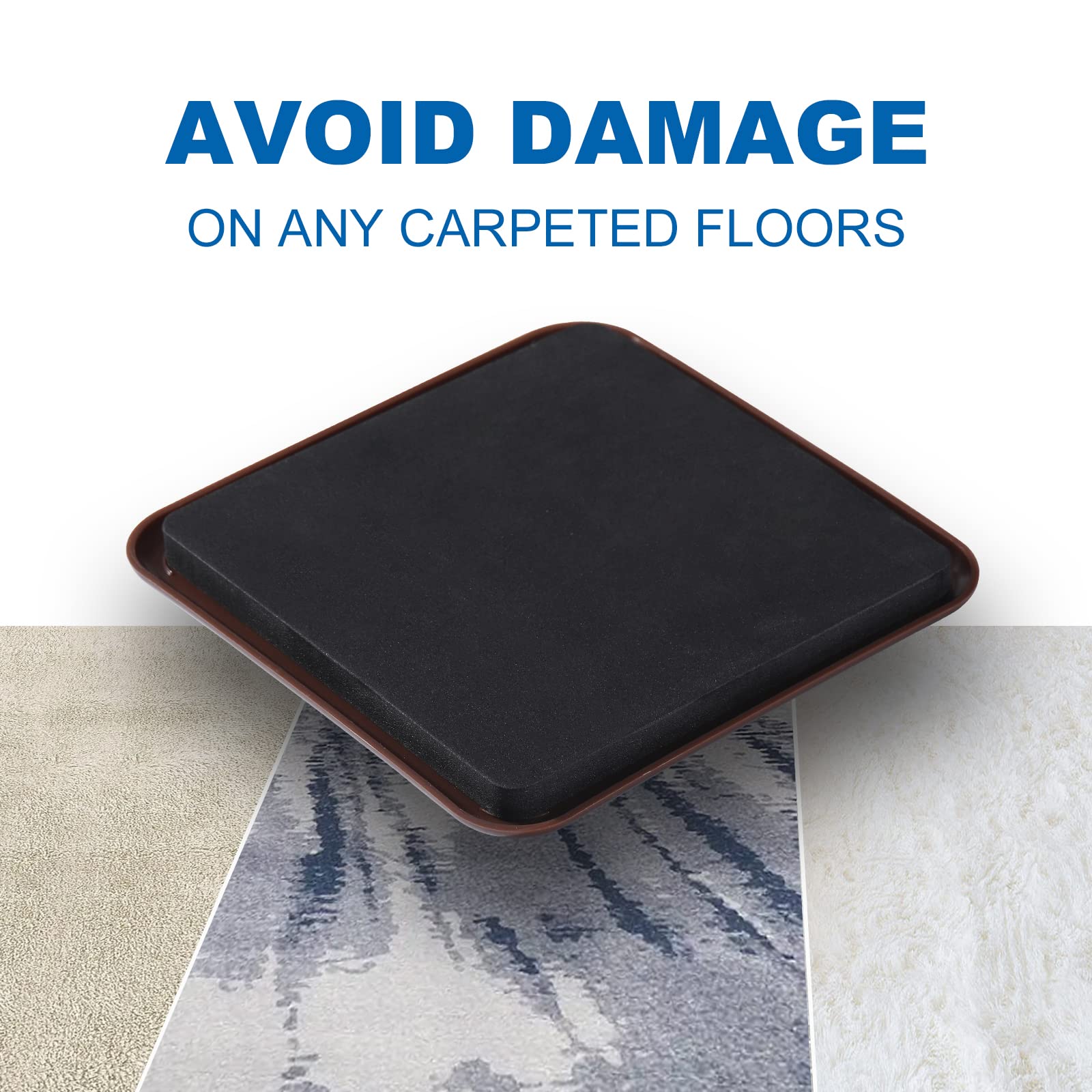 8pcs 4.7 Inch Heavy Duty Furniture Sliders - Square Furniture Moving Pads for Carpet & Hard Floors - Protect Floors While Moving Sofa, Bed, Table - Ideal for Home, Office & Apartment Relocation