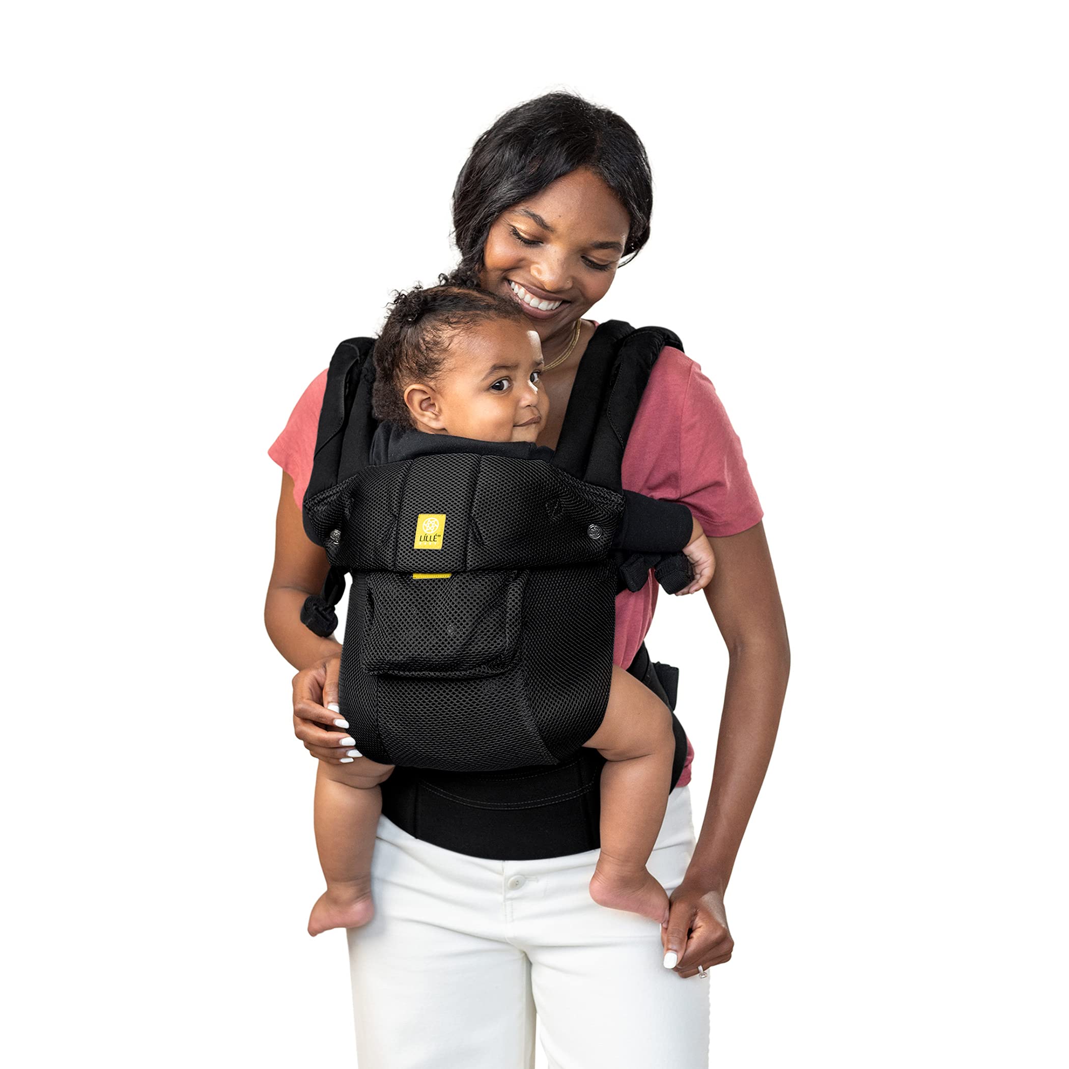 LÍLLÉbaby Complete Airflow Ergonomic 6-in-1 Baby Carrier for Newborn to Toddler (7-45 lbs) - 360° Adjustable, Breathable & Lumbar Support - Inward & Outward Facing - Black - Perfect for Hiking, Shopping & Everyday Parenting