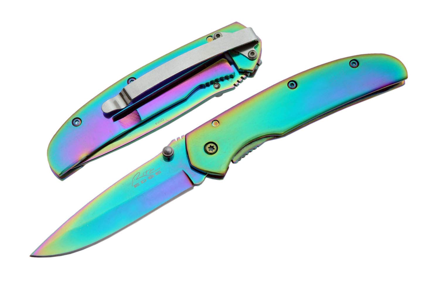 SZCO SUPPLIES 210930 Rite Edge Rainbow IV Folding Knife - Compact Tactical Pocket Knife for Outdoor Camping, Hiking & Everyday Carry (EDC)