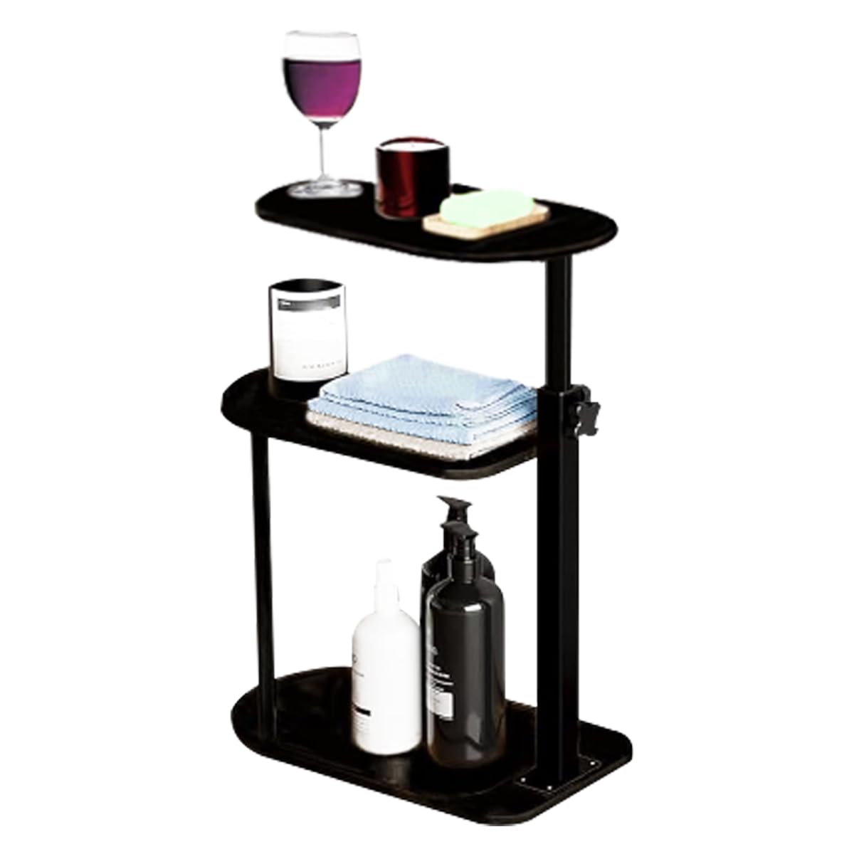 Adjustable 3-Tier Bamboo Bathtub Tray with Side Table - Foldable Bathtub Caddy Shelf for Bath Essentials, Books & Wine - Perfect for Relaxing Baths, Spa Days & Self-Care Moments