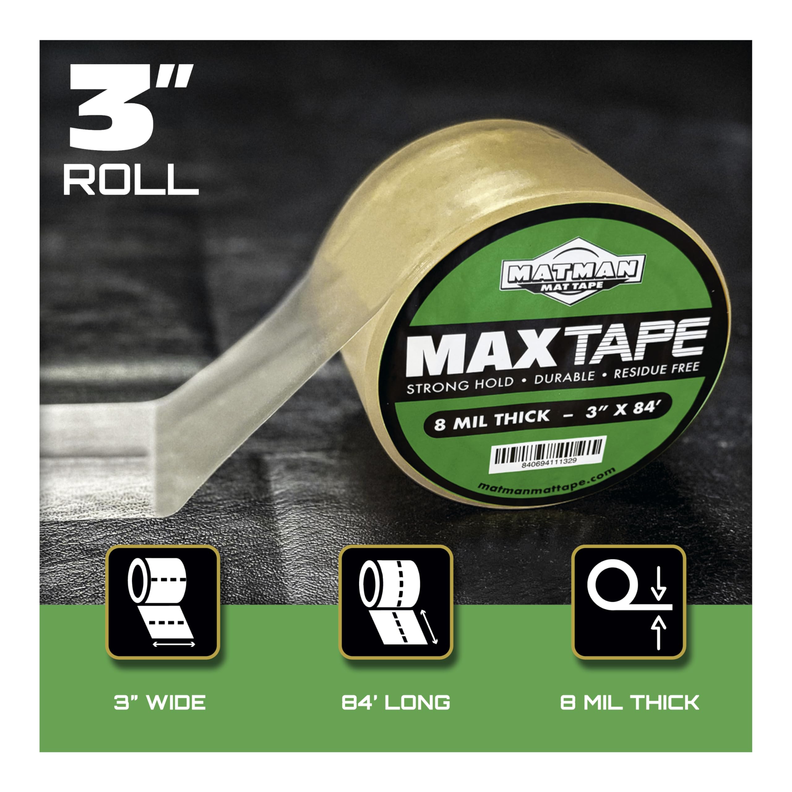 Matman Wrestling Mat Tape - Ultra Strong Adhesive Vinyl Tape for Wrestling, Jiu Jitsu, MMA & Exercise Mats | Clear Gym Floor & Home Mat Protection Tape | 3 inch & 4 inch Width Options (Case or Individual Rolls) | Perfect for Sports Training, Home Gym Setup & Martial Arts Dojo Flooring