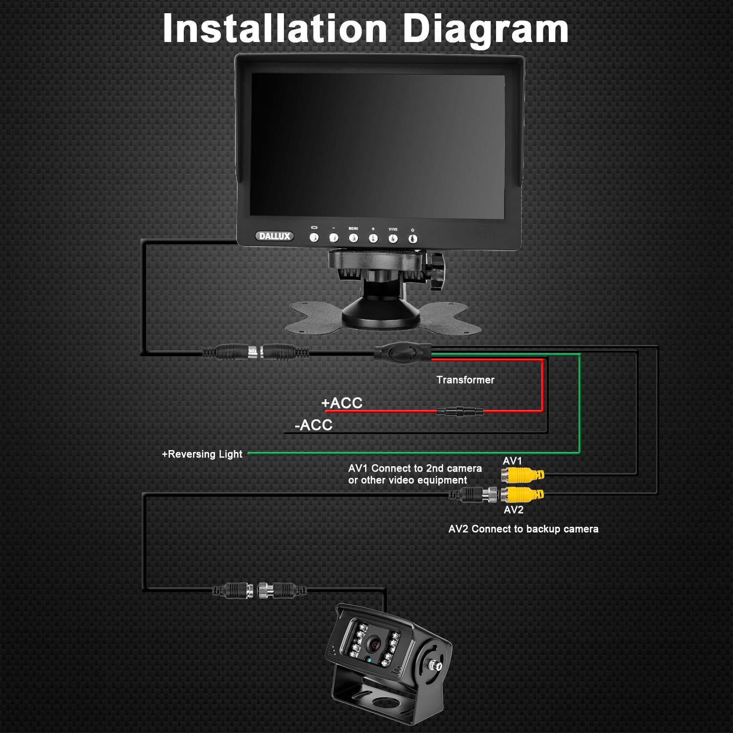 Waterproof Night Vision Backup Camera Kit with 7