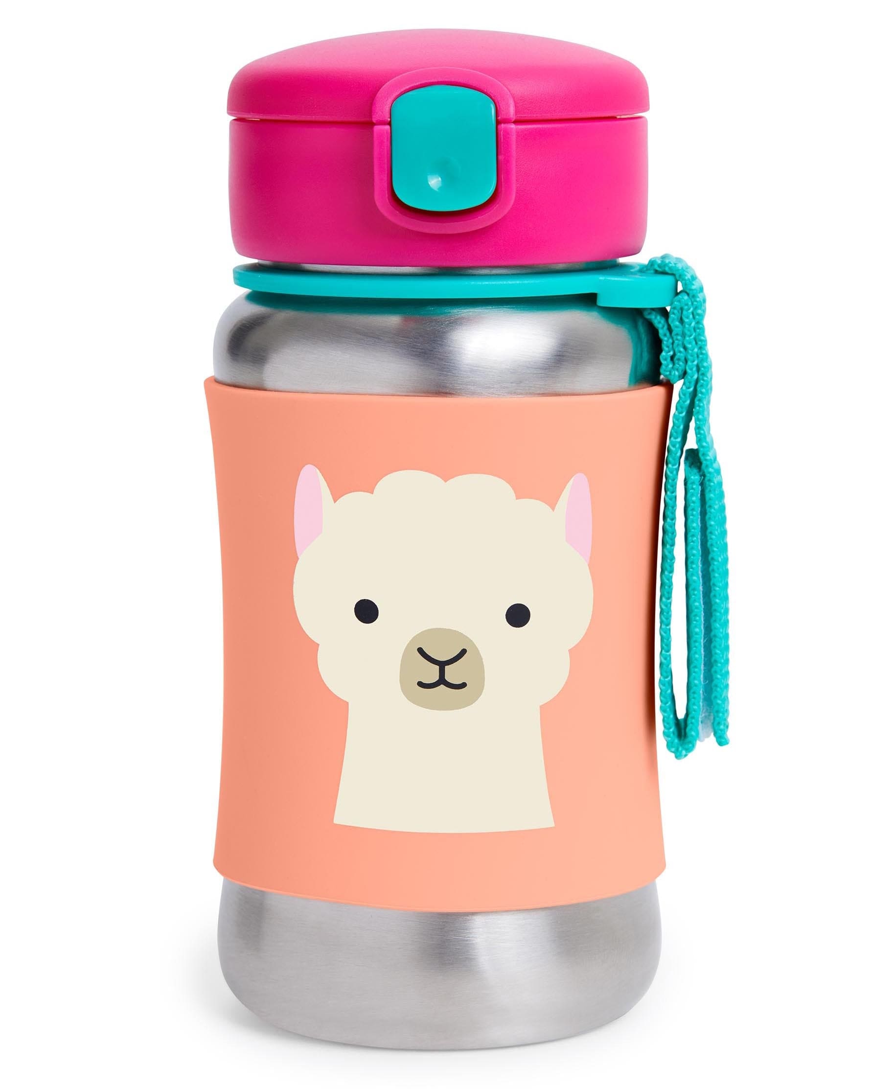 Skip Hop Zoo Stainless Steel Straw Bottle - Insulated Kids Water Bottle with Leak-Proof Lid, BPA-Free & Eco-Friendly - Perfect for School, Travel & Outdoor Activities