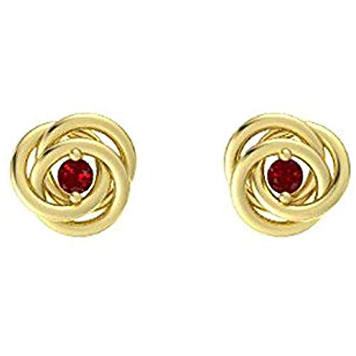 Exquisite 925 Sterling Silver Round Ruby Flower Interlocking Earrings - 14k White/Yellow/Rose Gold Plated | Elegant Jewelry for Weddings, Parties & Special Occasions
