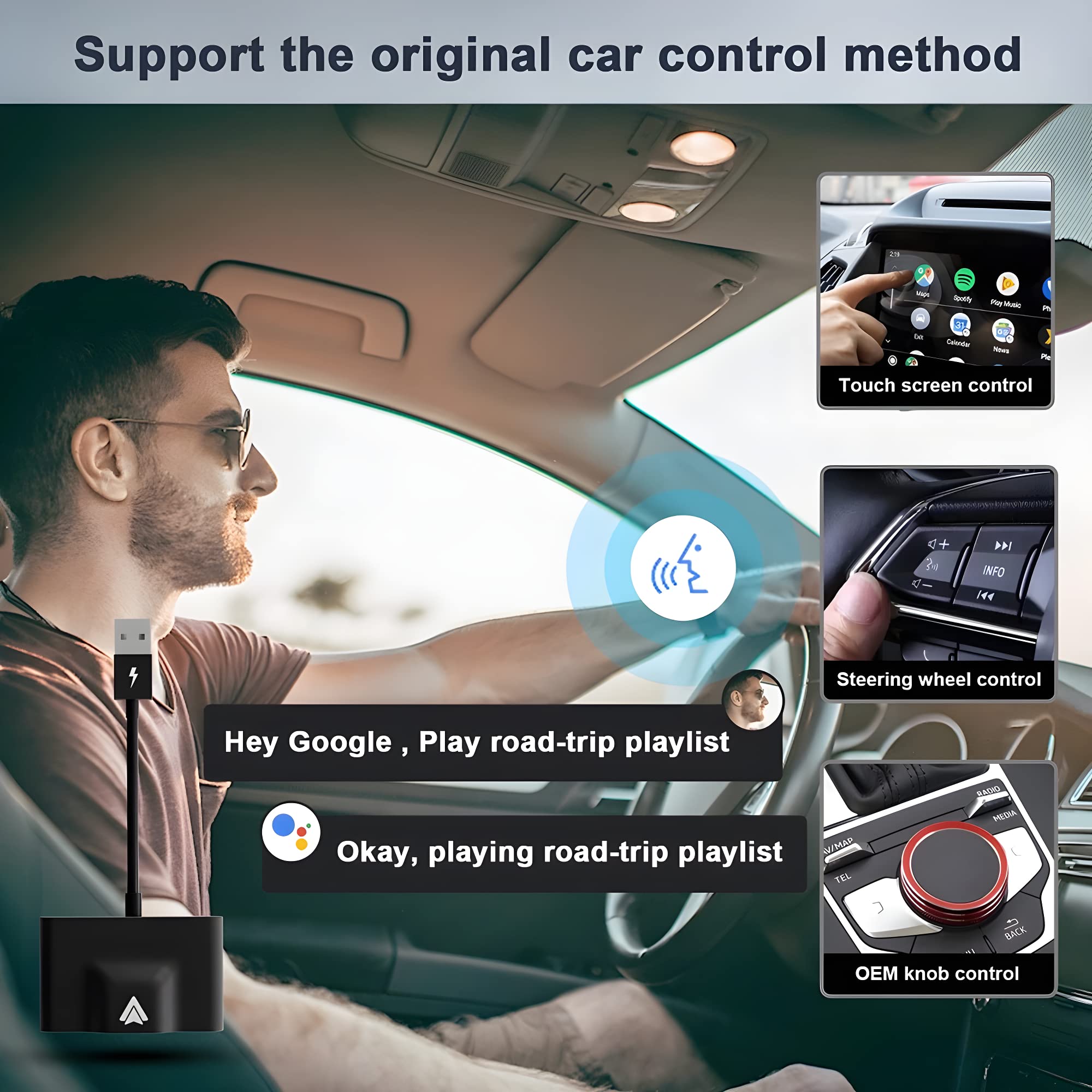 Ramay Wireless Android Auto Adapter - Plug & Play OEM Factory Wired Android Auto Car Dongle for Android Phones | Converts Wired to Wireless | Easy Setup | Perfect for Commuting, Road Trips & Hands-Free Driving