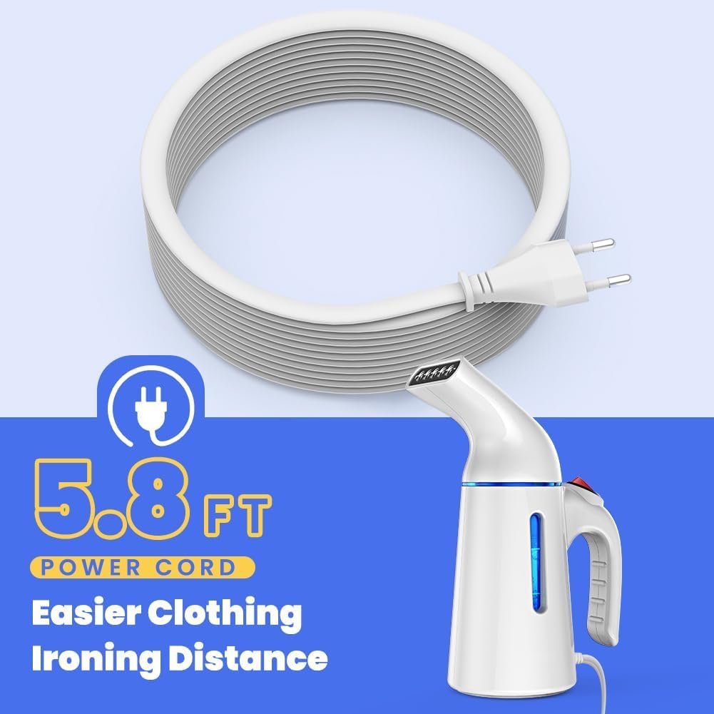 Blesgam 40S Fast Wrinkle Remover Steamer - 120ml Portable Travel Steamer Iron with Water Tank | Steam Brush for Clothes, Shirts & Fabrics | Quick Wrinkle Removal for Suits, Dresses & Delicates | Compact & Lightweight for Home, Office & Travel (GY169, White) | Ideal for Business Trips, Weddings, Daily Outfits, Travel Packing, Last-Minute Outfit Fixes, Hotel Room Wrinkle Removal & Professional Garment Care | Perfect for Home Use, Office Wardrobe Refresh, and On-the-Go Wrinkle Solutions