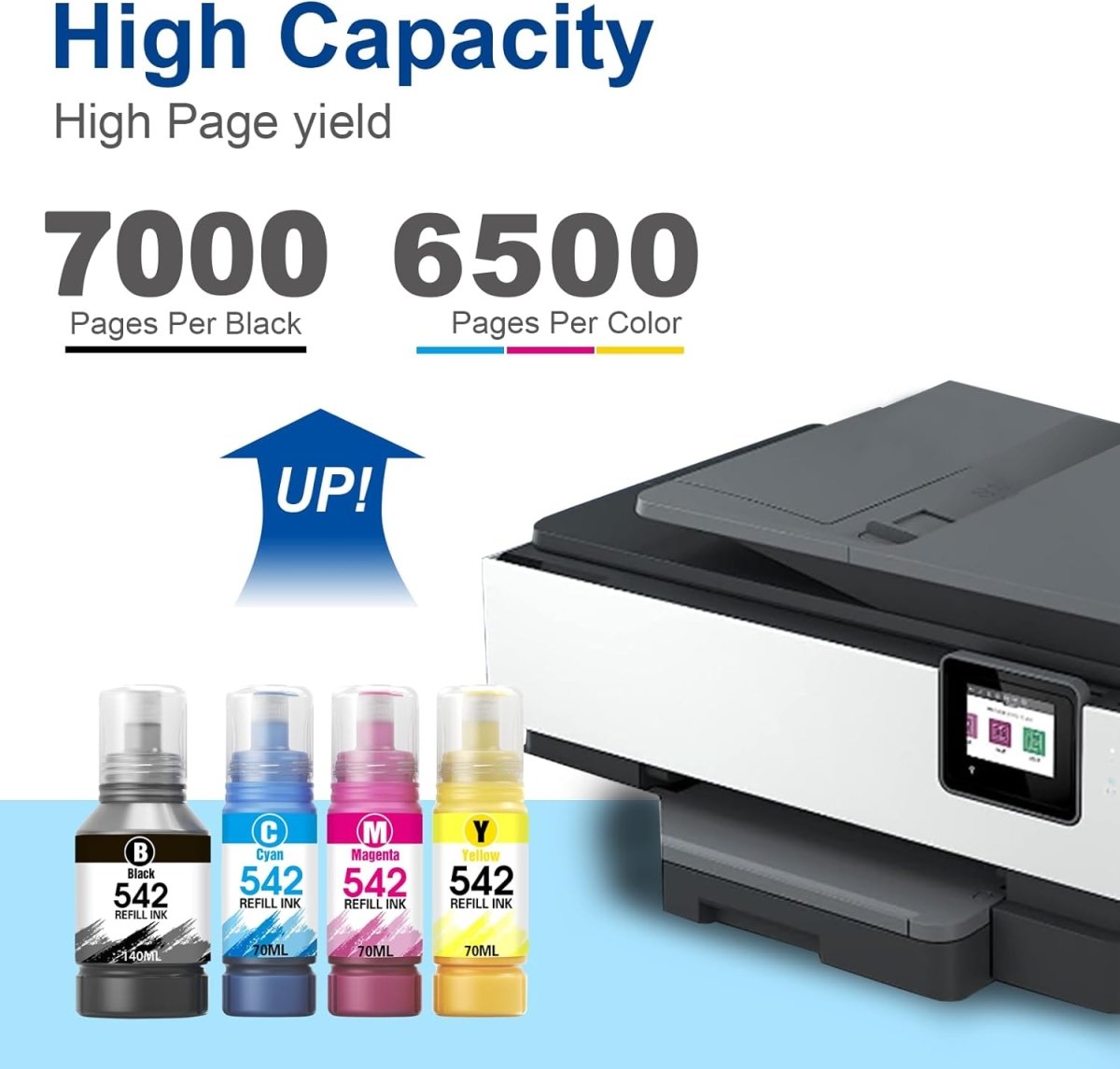 Compatible Epson 542 Ink Bottles 4-Pack (1 Black, 1 Cyan, 1 Magenta, 1 Yellow) - High-Quality Printer Ink Refill for Epson EcoTank Printers - Perfect for Home, Office & Photo Printing