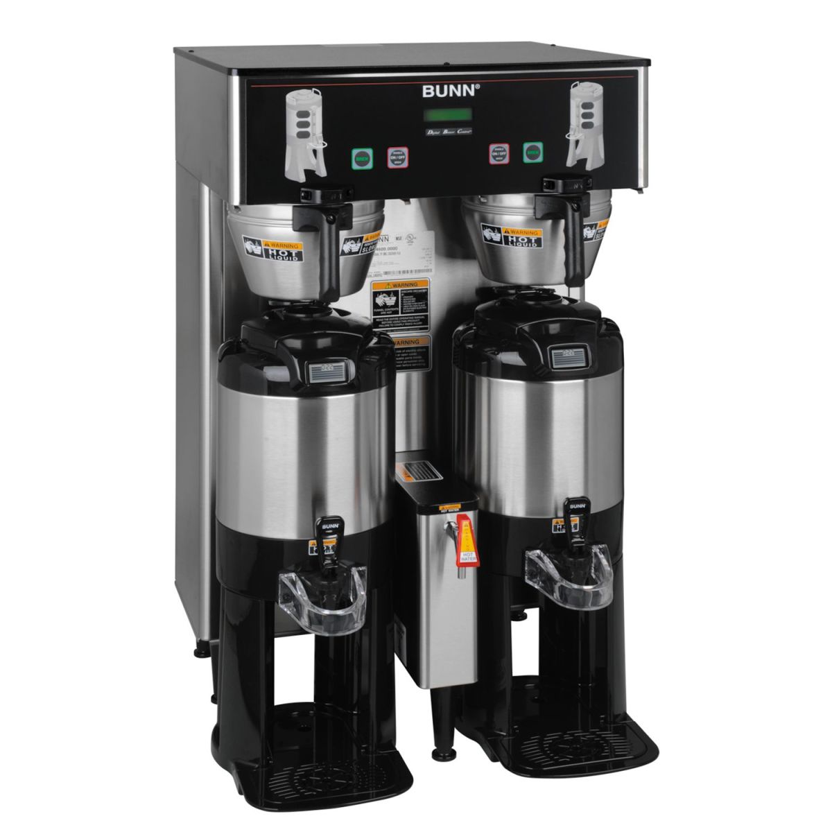 BUNN Dual BrewWISE ThermoFresh DBC 120/240V Commercial Coffee Brewer with Funnel Locks - Perfect for Offices, Restaurants, and Cafes