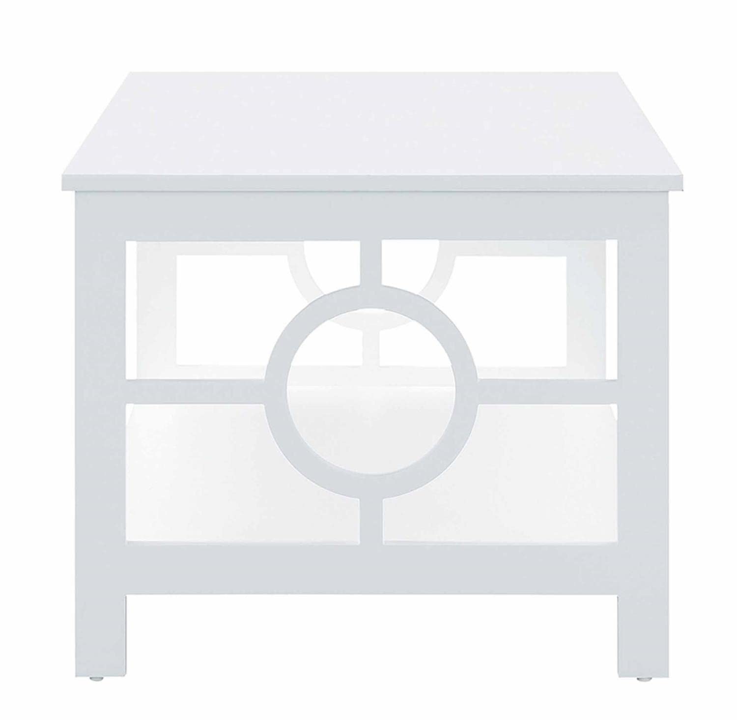 Convenience Concepts Ring Coffee Table - Modern White End Table for Living Room, Perfect for Small Spaces & Home Decor | Ideal for Coffee, Books & Display