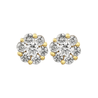 Flower Cluster Diamond Earrings for Women - 14K Gold Stud Earrings with Sparkling Diamonds - Perfect for Weddings, Anniversaries & Special Occasions