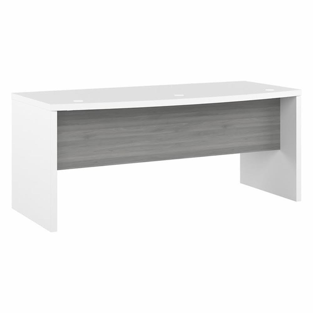 Bush Business Furniture Echo Bow Front Desk 72W - Pure White & Shiplap Gray Home Office Desk for Modern Workspace | Perfect for Small Office, Study Room or Home Office Setup