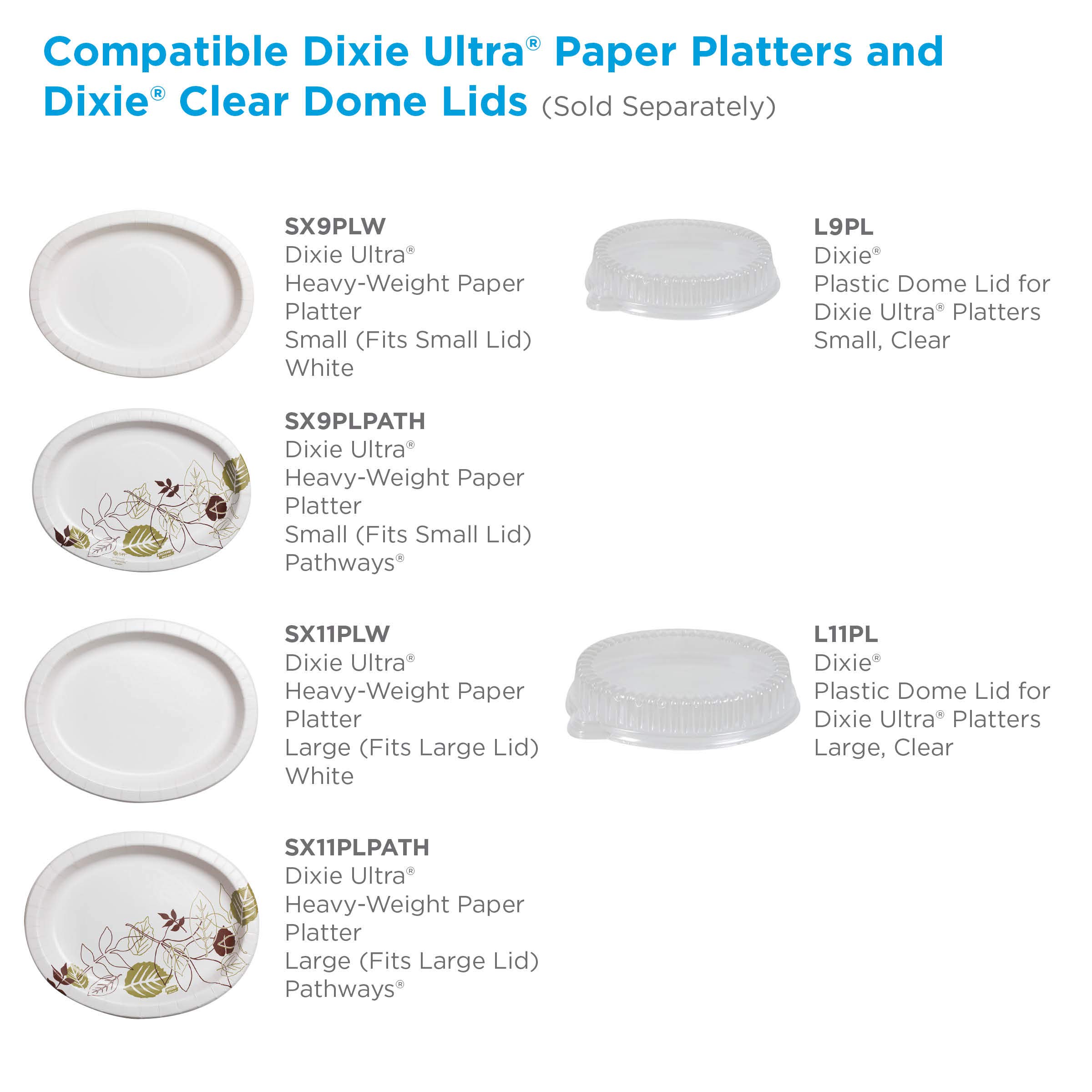 GP PRO Dixie Small Clear Plastic Dome Lids for Ultra Platters - 252 Count (4 Packs of 63) - Perfect for Catering, Parties & Food Service - BPA-Free Disposable Lids for Fresh Food Display