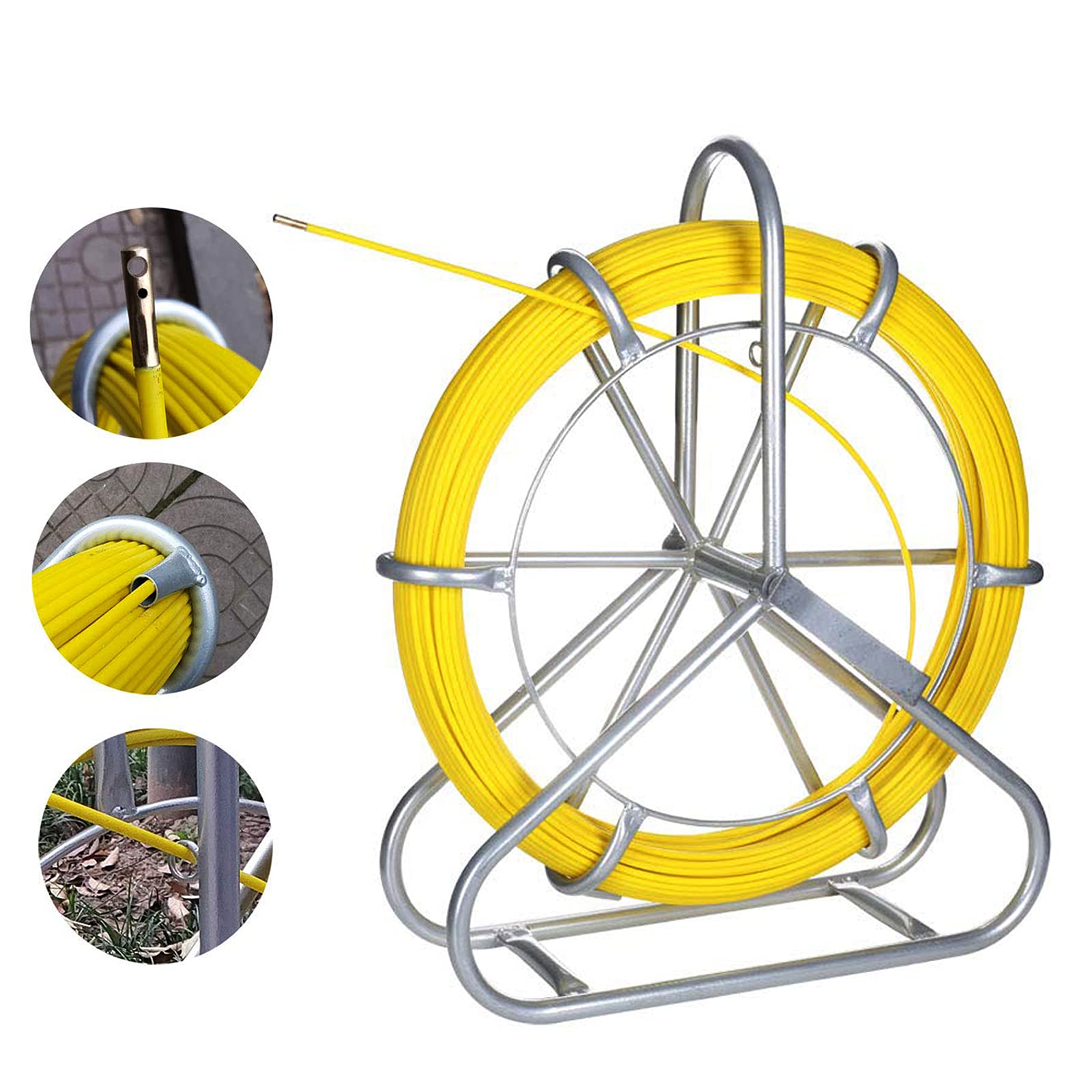INTBUYING 8mm Fiberglass Fish Tape Puller with Brake - 100m/328ft Continuous Wire Cable Running Rod for Electrical Conduit & Duct Work - Ideal for Electricians, DIY Wiring & Cable Installation Projects