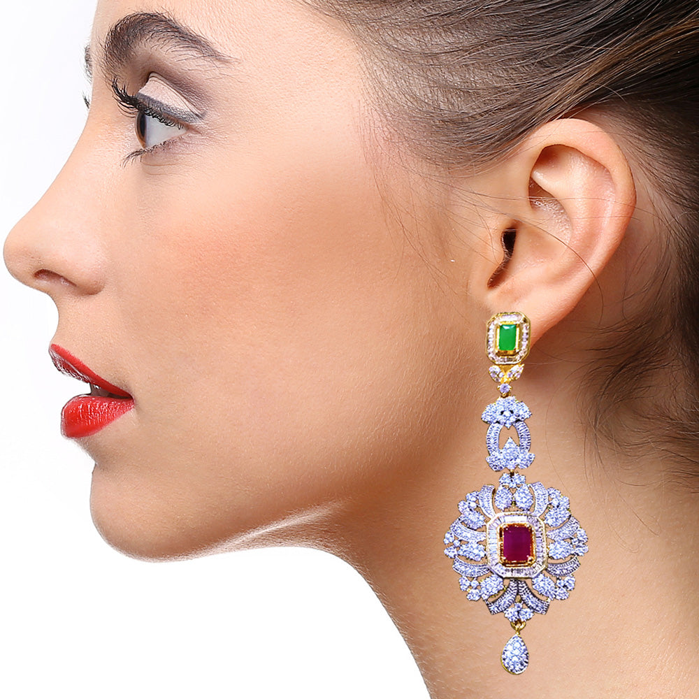 American Diamond Designer Earrings (E39) - Elegant Cubic Zirconia Studs for Women, Perfect for Parties, Weddings & Everyday Wear