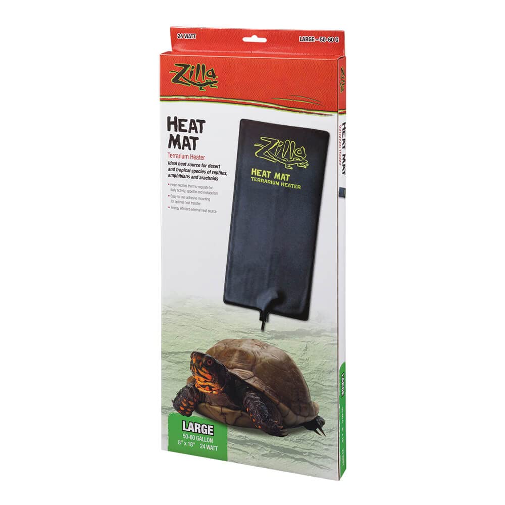 Zilla Heat Mat Terrarium Heater Large - 24 Watt Reptile Heating Pad for 50-60 Gallon Tanks - Pack of 4 - Perfect for Bearded Dragons, Snakes & Lizards - Ideal for Reptile Tanks & Terrariums