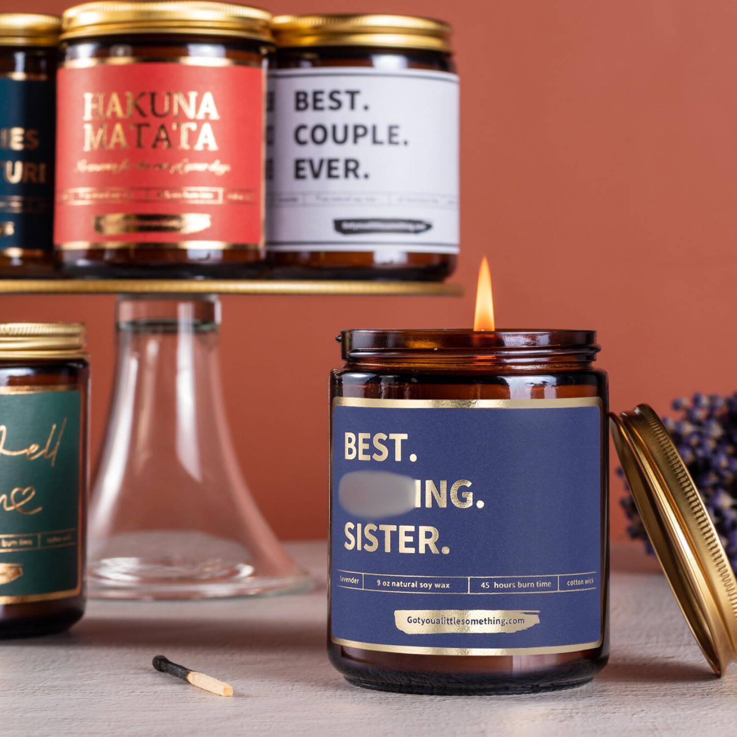 Best Sister Ever Lavender Scented Candle - Thoughtful Birthday Gift for Sister, Step Sister or Big Sis - Funny & Unique Mothers Day Gift Idea - Perfect for Home Decor, Relaxation & Special Occasions