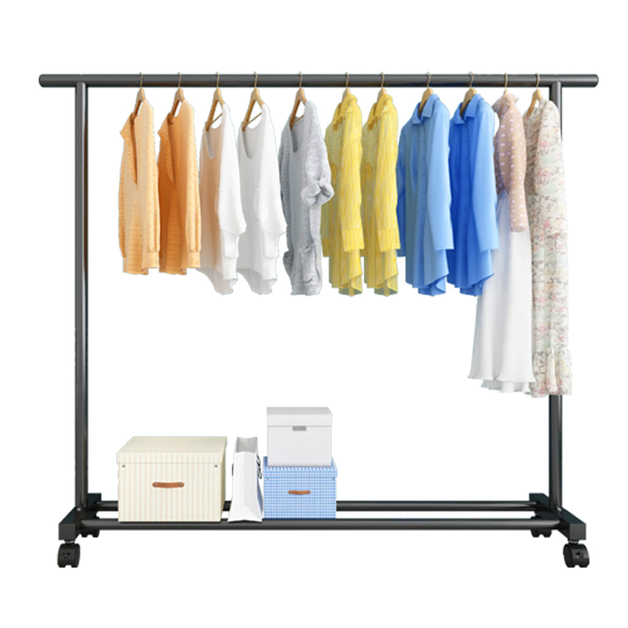 Heavy-Duty Stainless Steel Clothing Display Racks - Adjustable 120cm Movable Garment Hangers for Home & Retail Stores | Space-Saving Wardrobe Organizer for Clothes, Jackets & Accessories | Perfect for Boutiques, Walk-in Closets & Commercial Displays