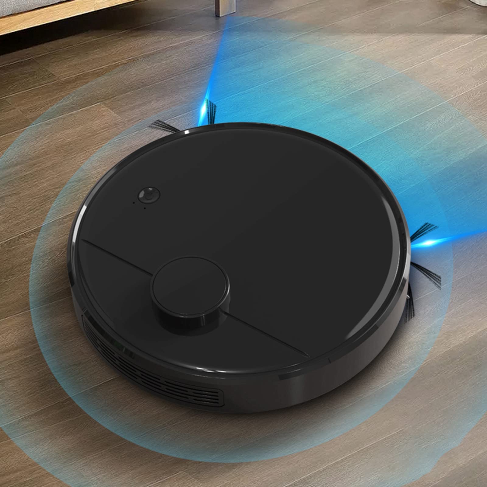 Smart Robot Vacuum Cleaner and Mop - 2-in-1 Automatic Floor Cleaning with Dual Rotating Brushes, Self-Charging, Wi-Fi Connected for Smart Home - Perfect for Hardwood Floors, Carpets & Pet Hair (Black)