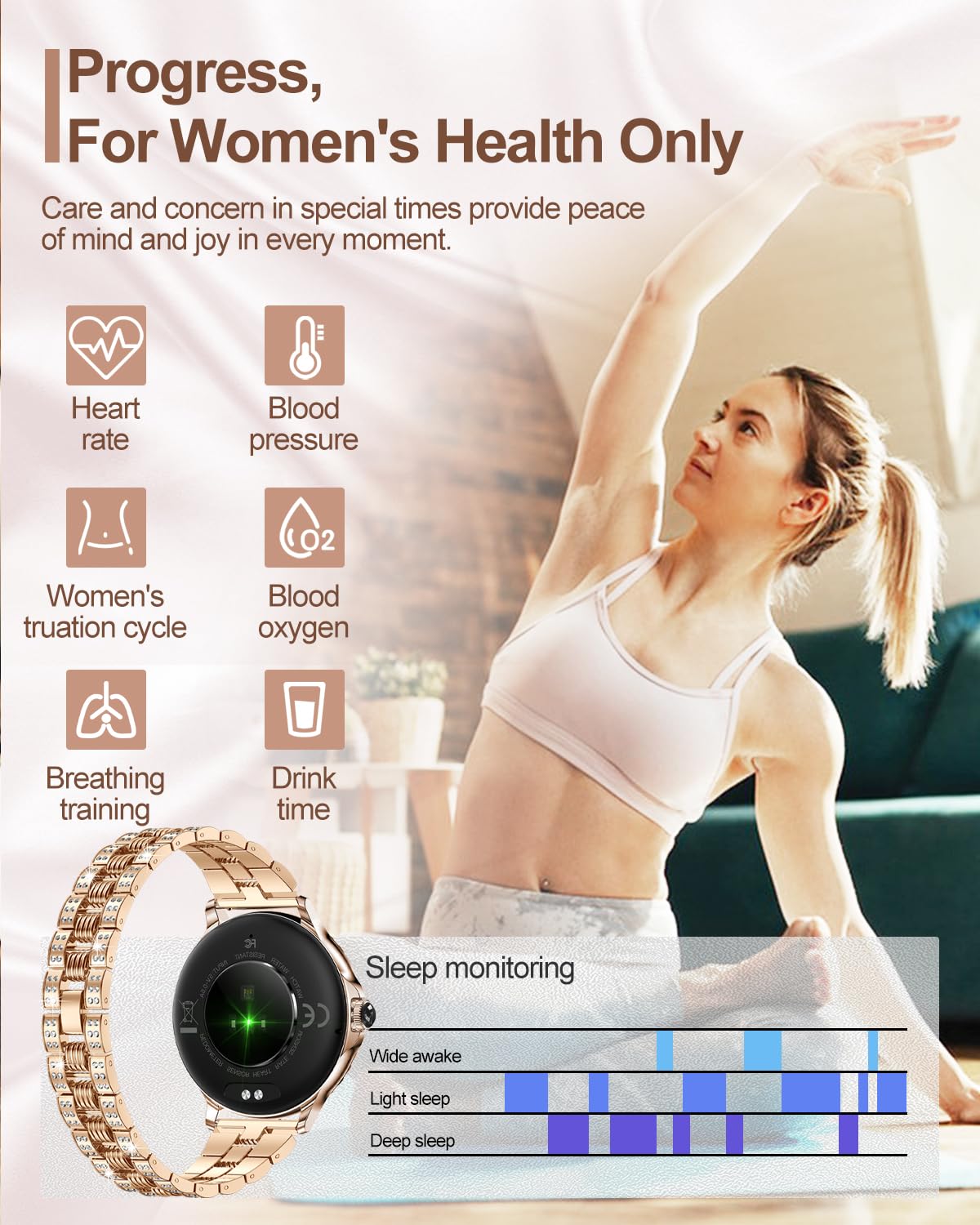 Elegant Smart Watches for Women with Diamonds - 1.3” HD Touchscreen, Bluetooth Call Function, IP68 Waterproof Fitness Tracker Compatible with Android & iOS - Perfect for Workouts, Swimming & Everyday Fashion