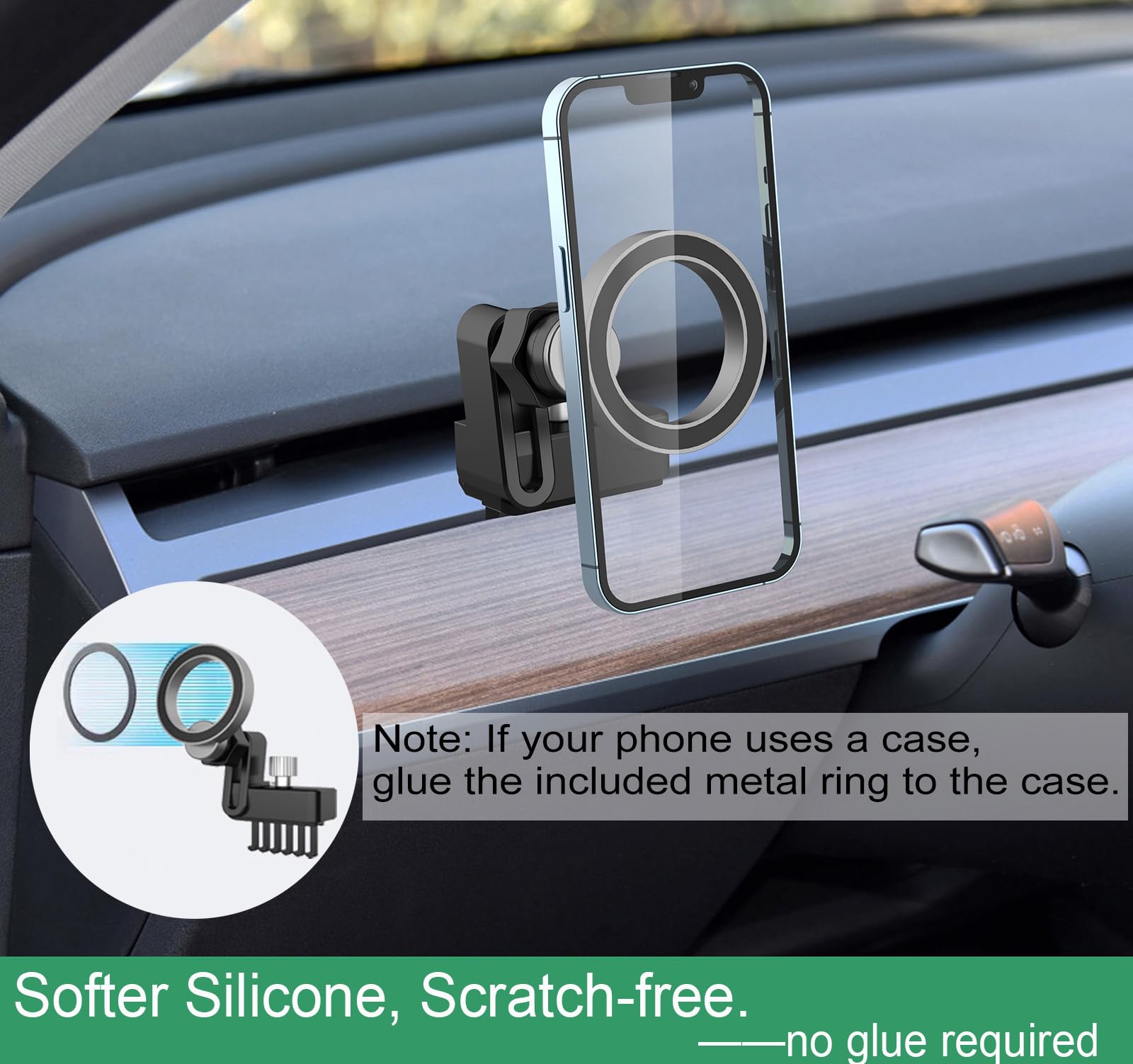 MagSafe Tesla Phone Mount Holder for Model 3 & Y - Universal Smartphone Compatible with iPhone & Android - Perfect for GPS Navigation & Hands-Free Driving
