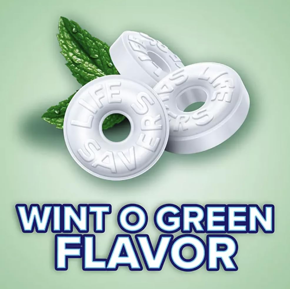 LifeSavers Wint O Green Individually Wrapped Mints - Bulk 3.5lbs (56oz) Refreshing Breath Mints for Office, Car & Travel - Includes CC's Sweets & Snacks Bag Clip