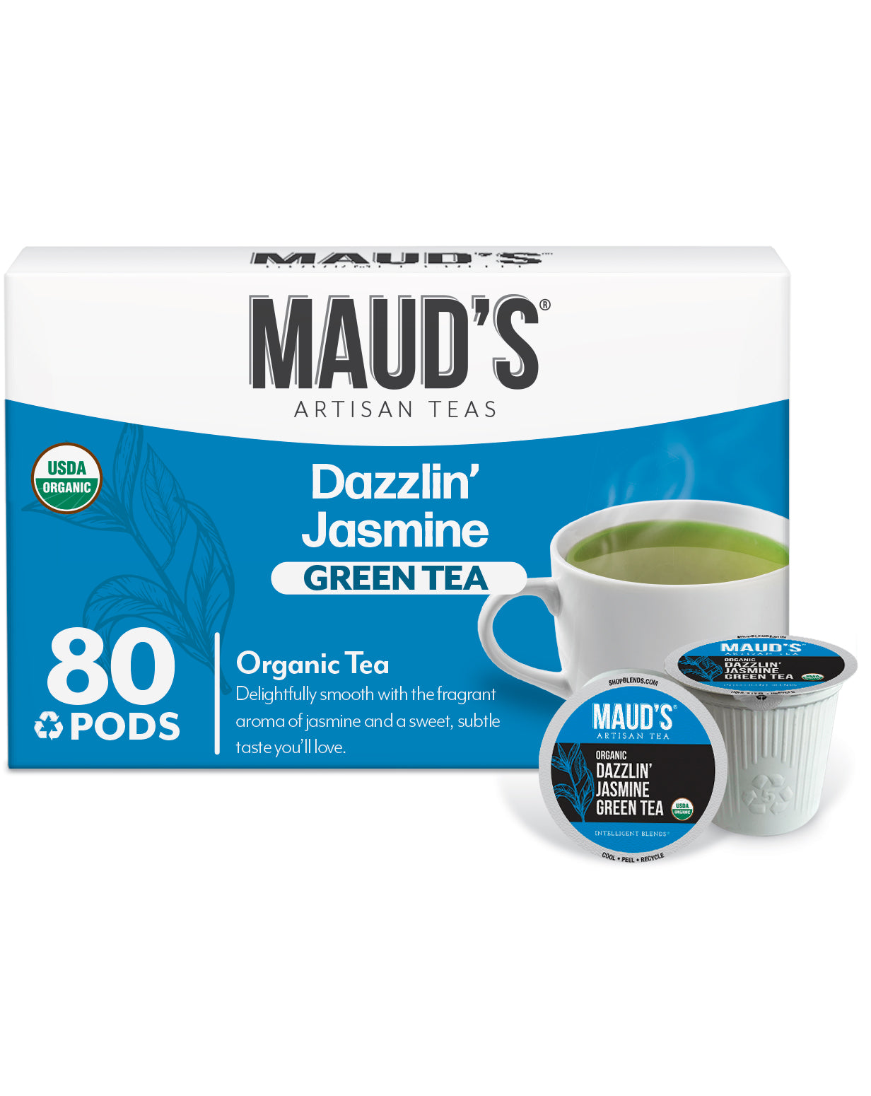 Organic Jasmine Green Tea Pods by Maud's - Premium Eco-Friendly Tea for Keurig & Nespresso - Perfect for Relaxation, Office & Home Use
