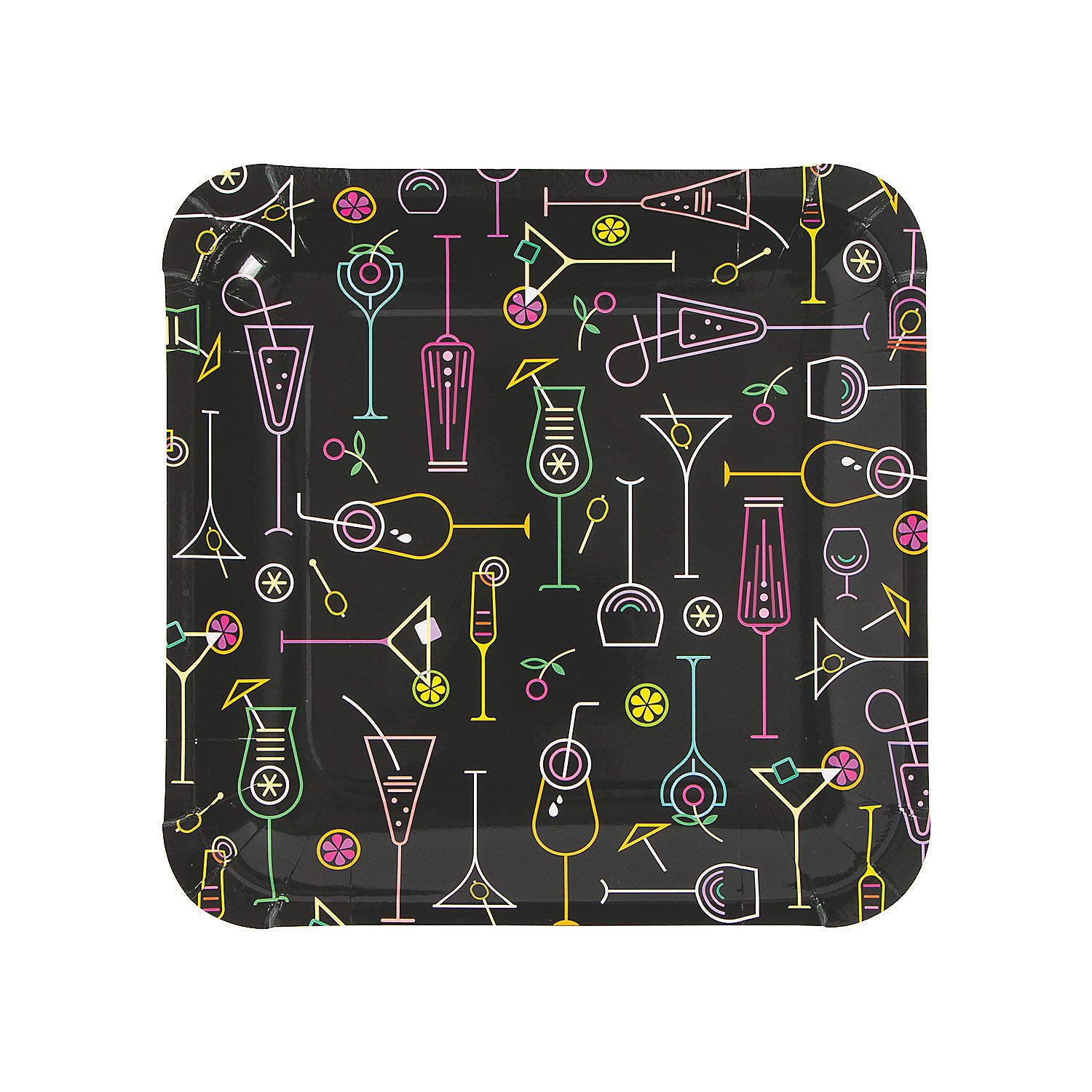 Fun Express Cocktail Party Paper Dinner Plates - 8-Pack Disposable Dessert Plates for Birthday, New Year, Christmas & Holiday Parties - Elegant Tableware Decorations for Cocktail Receptions, Wedding Showers & Special Events