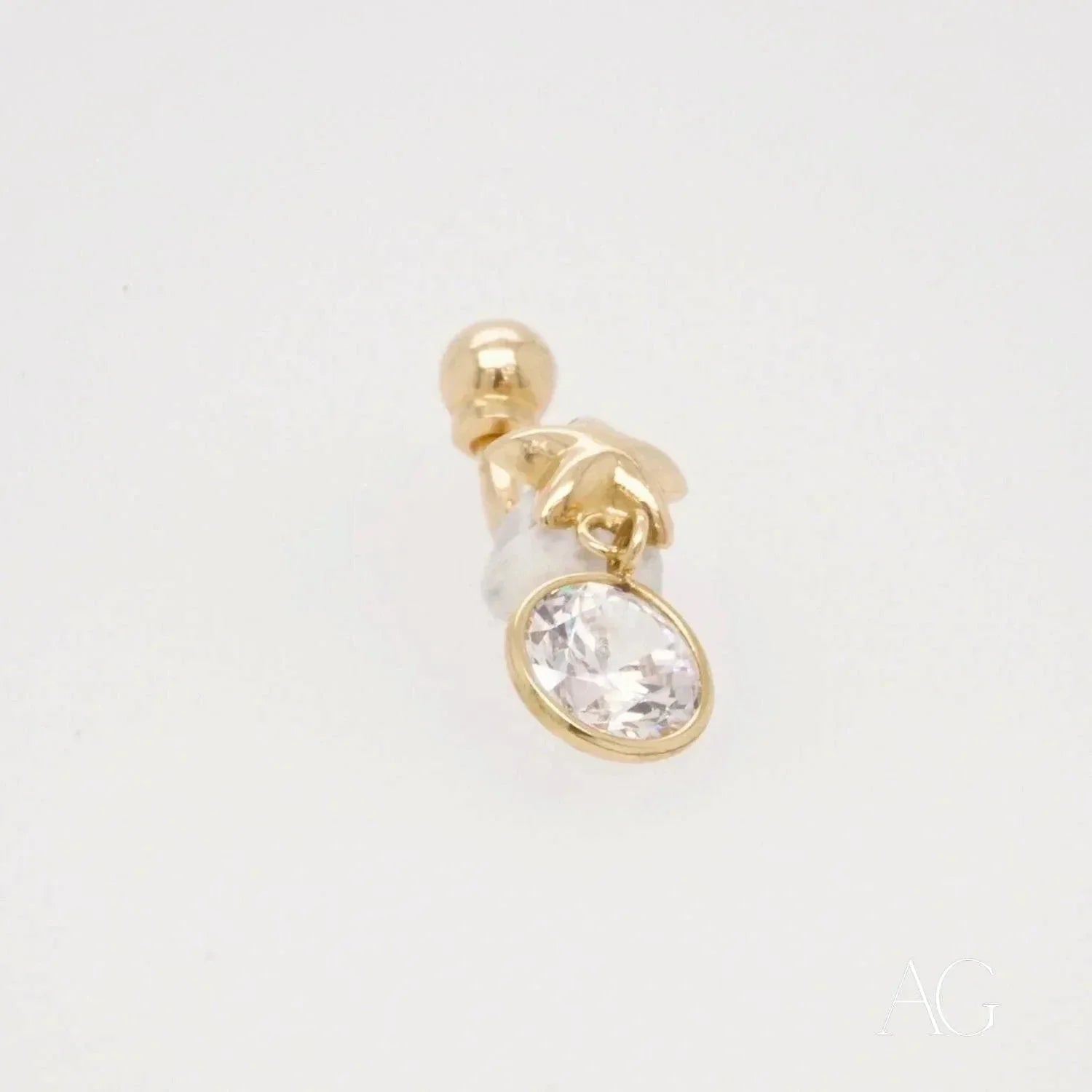 18K Gold Belly Button Ring with Cubic Zirconia - Elegant Navel Piercing Jewelry for Women, Perfect for Parties, Beach & Everyday Wear