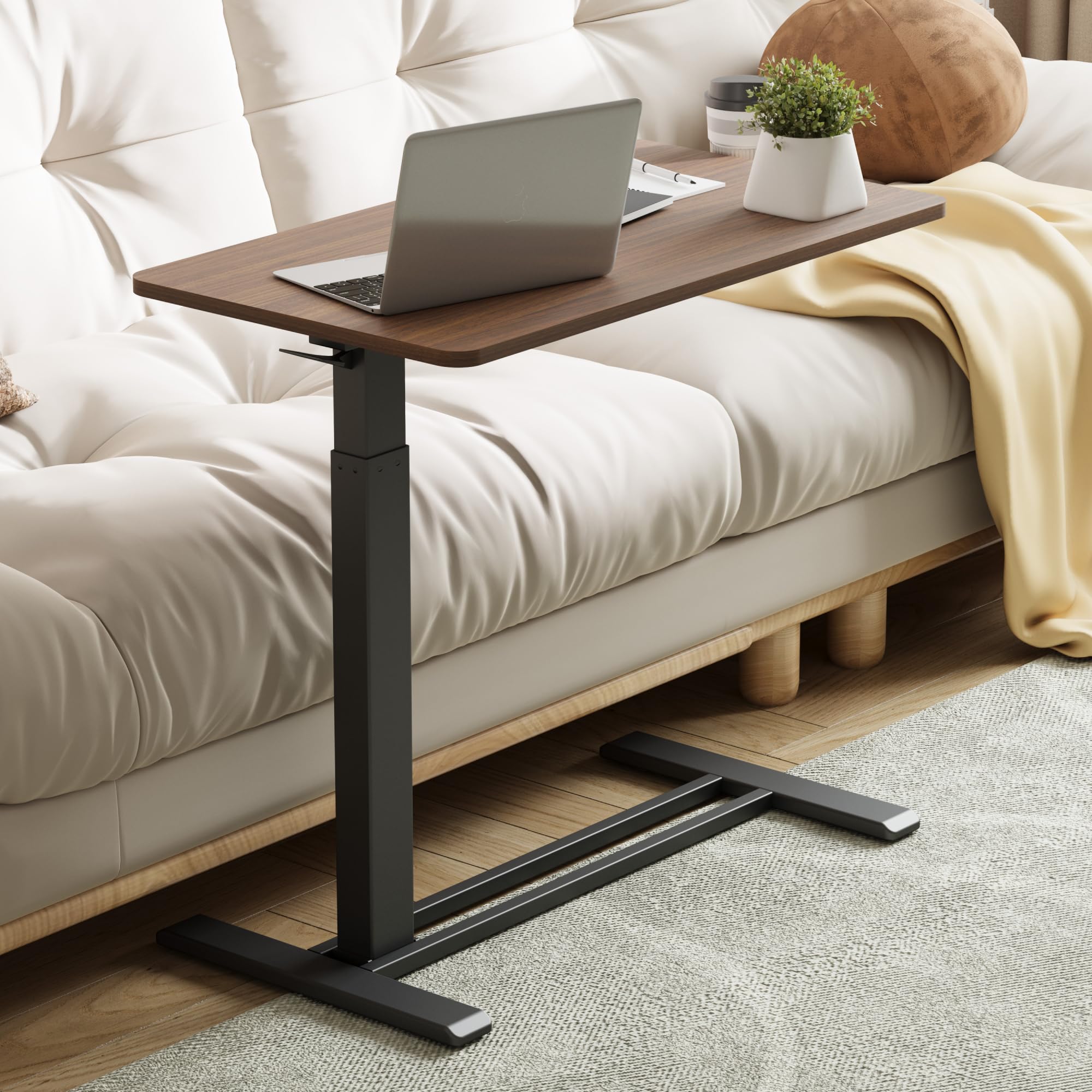 FLEXISPOT Mobile Standing Desk with Wheels - Adjustable Height Rolling Laptop Cart, Pneumatic Sit Stand Workstation for Home & Office (31.5